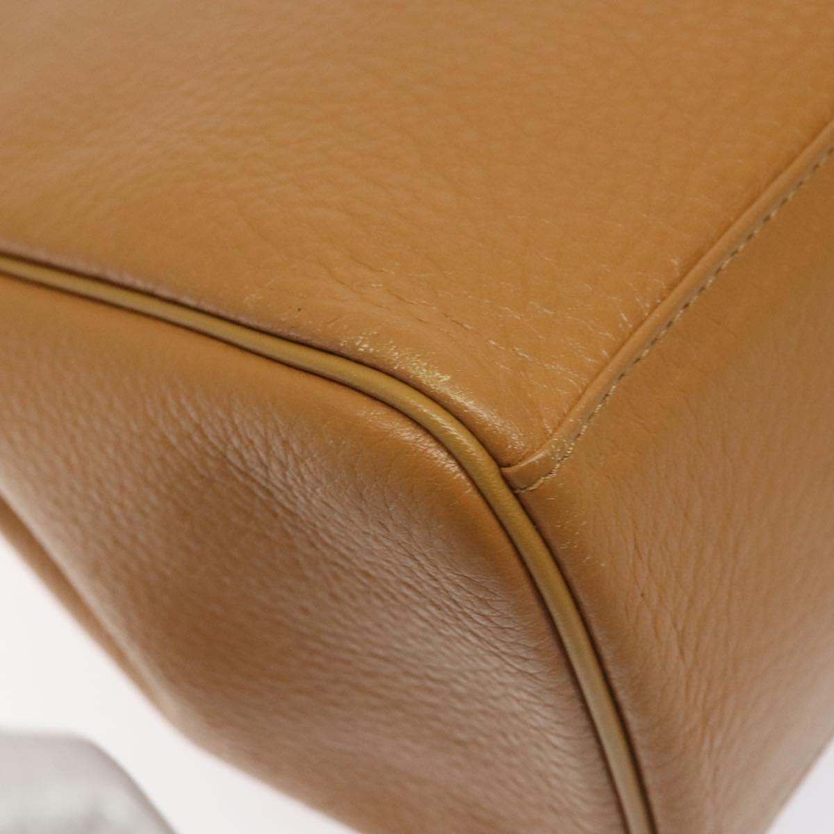 Burberrys Hand Bag Leather Brown Gold Auth ep9513