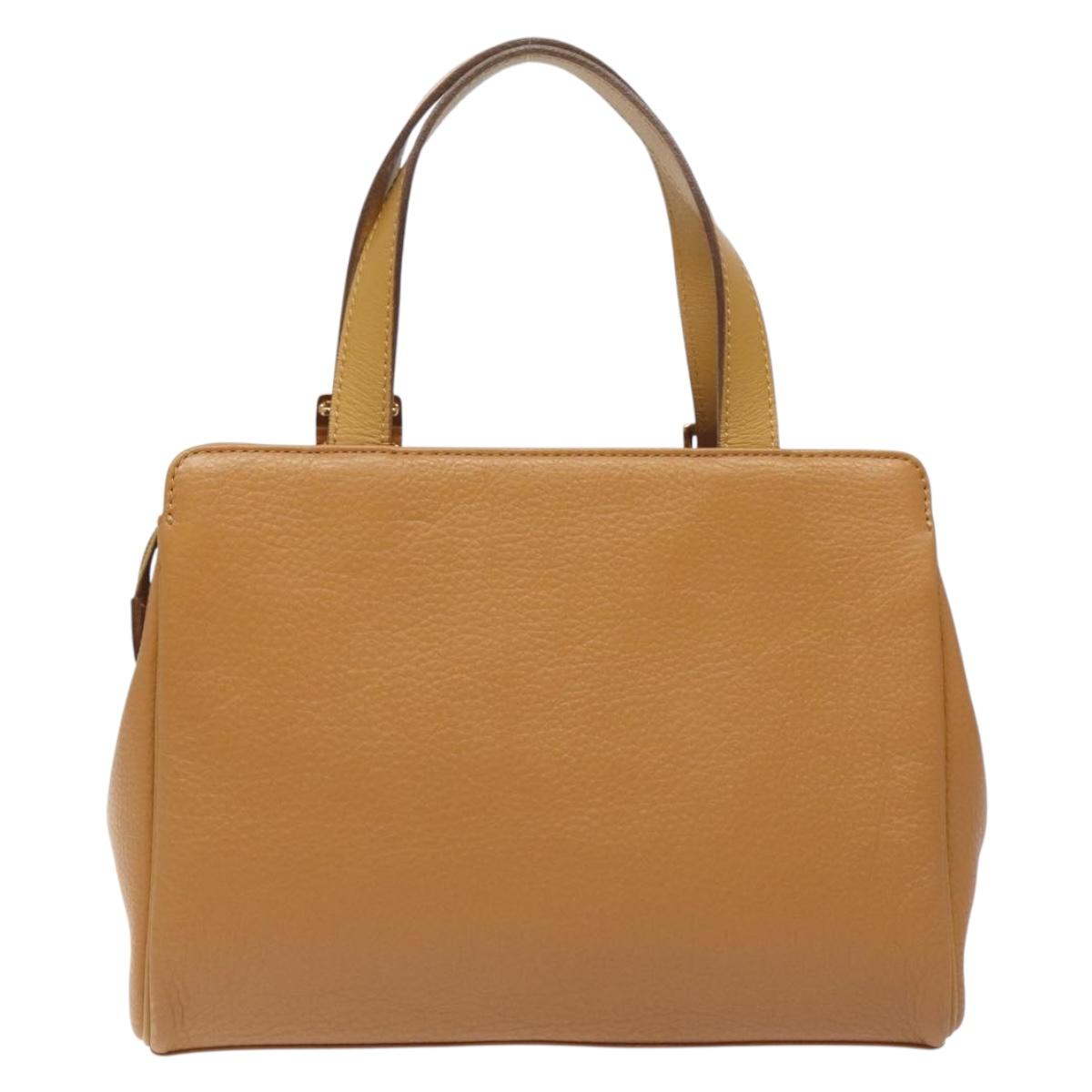 Burberrys Hand Bag Leather Brown Gold Auth ep9513