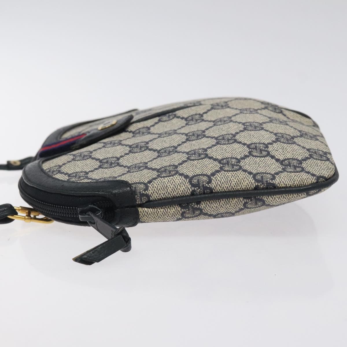 GUCCI GG Supreme Sherry Line Shoulder Bag PVC Navy Gold 68 02 047 Auth ep9524
