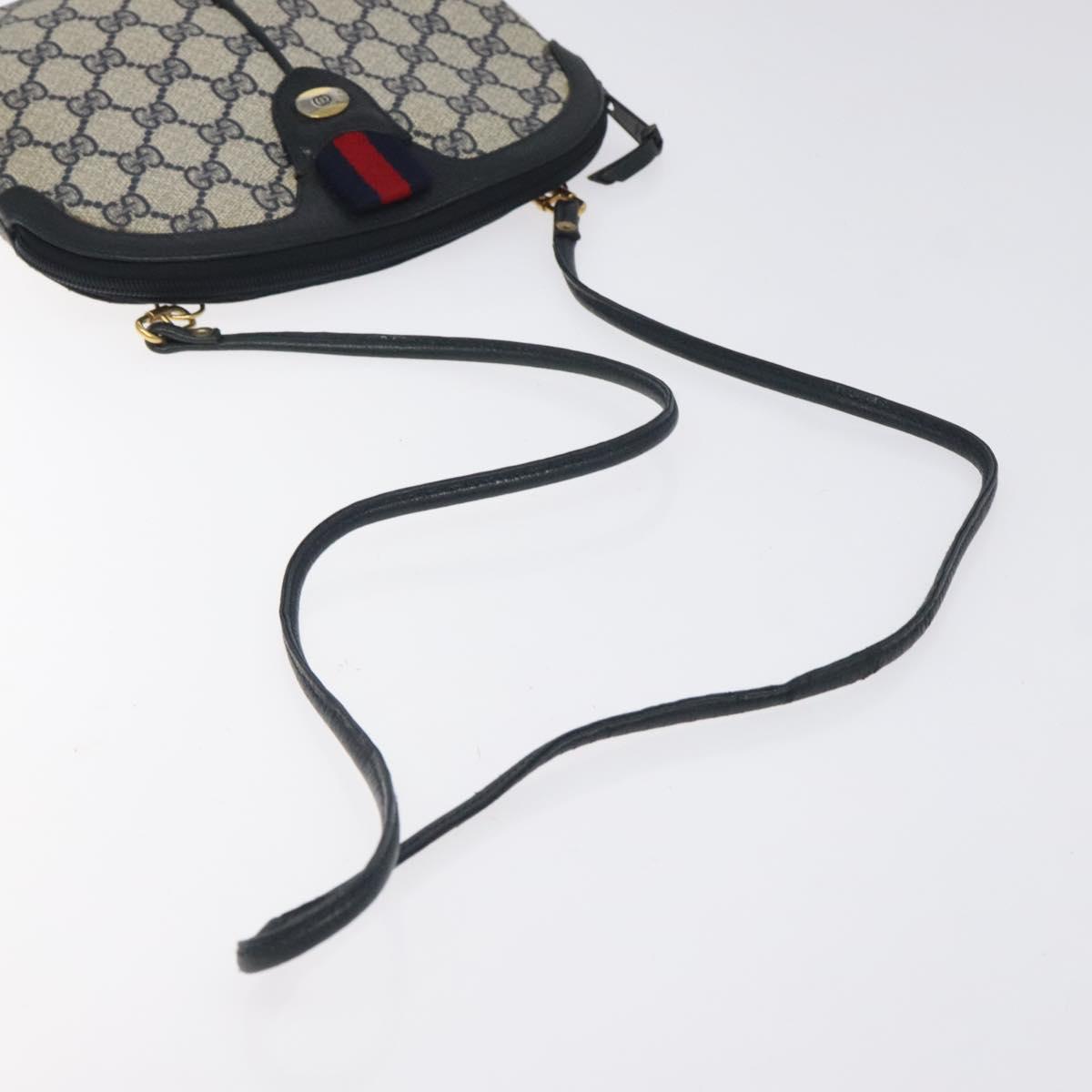 GUCCI GG Supreme Sherry Line Shoulder Bag PVC Navy Gold 68 02 047 Auth ep9524