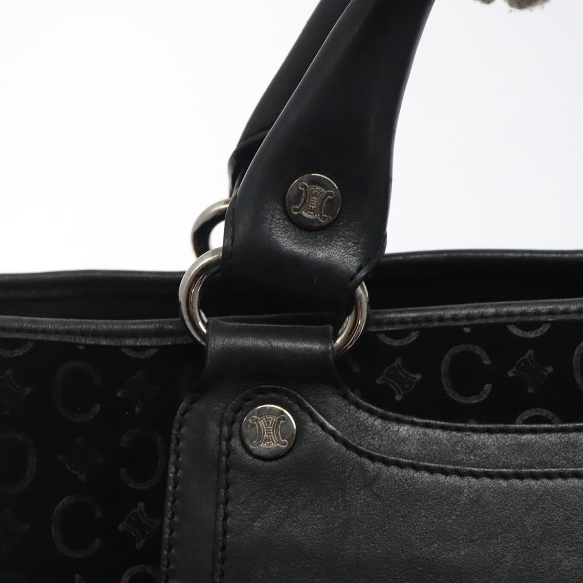 CELINE C Macadam Canvas Boogie bag Hand Bag Black Silver Auth ep9525