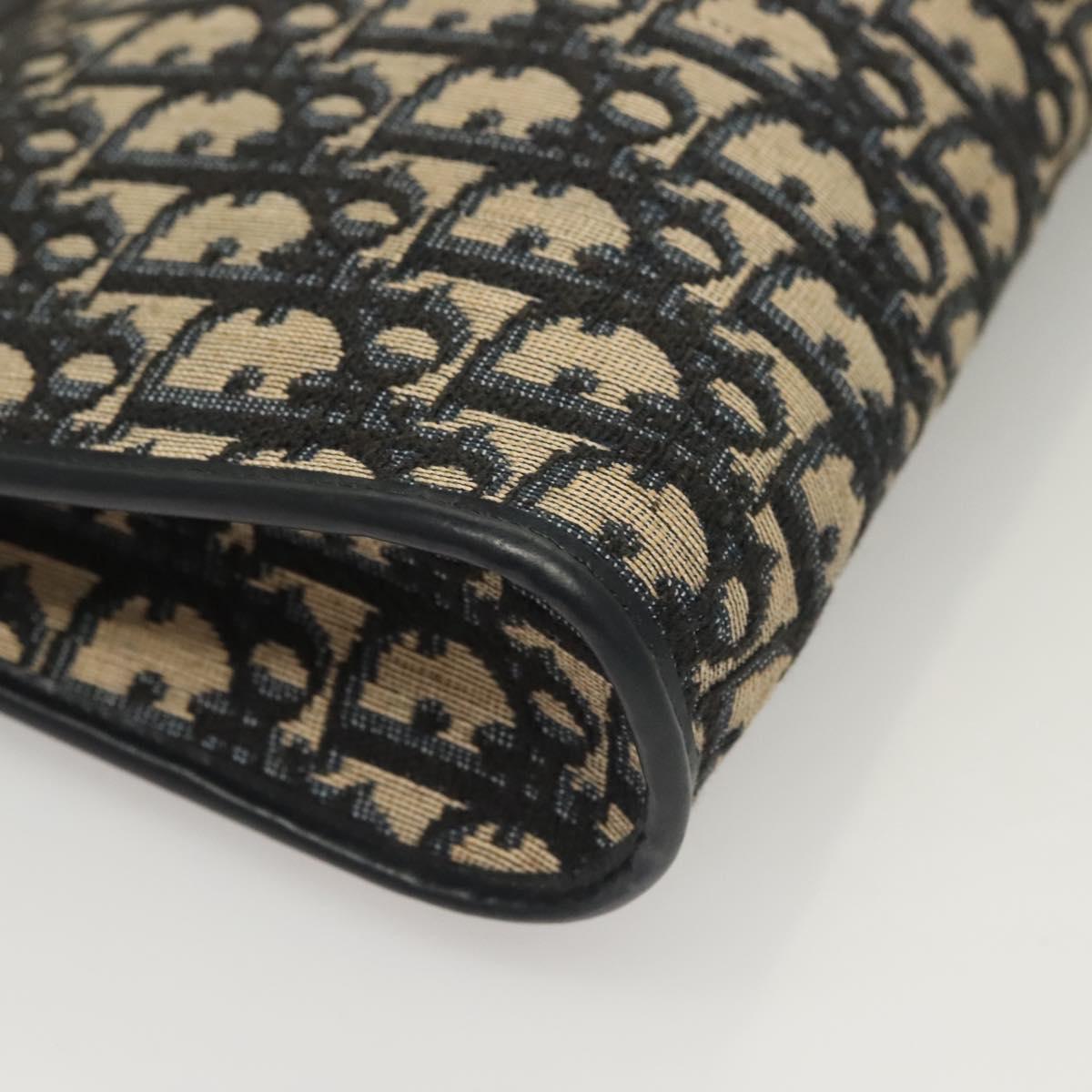 Christian Dior Trotter Canvas Shoulder Bag Navy Gold Auth ep9528