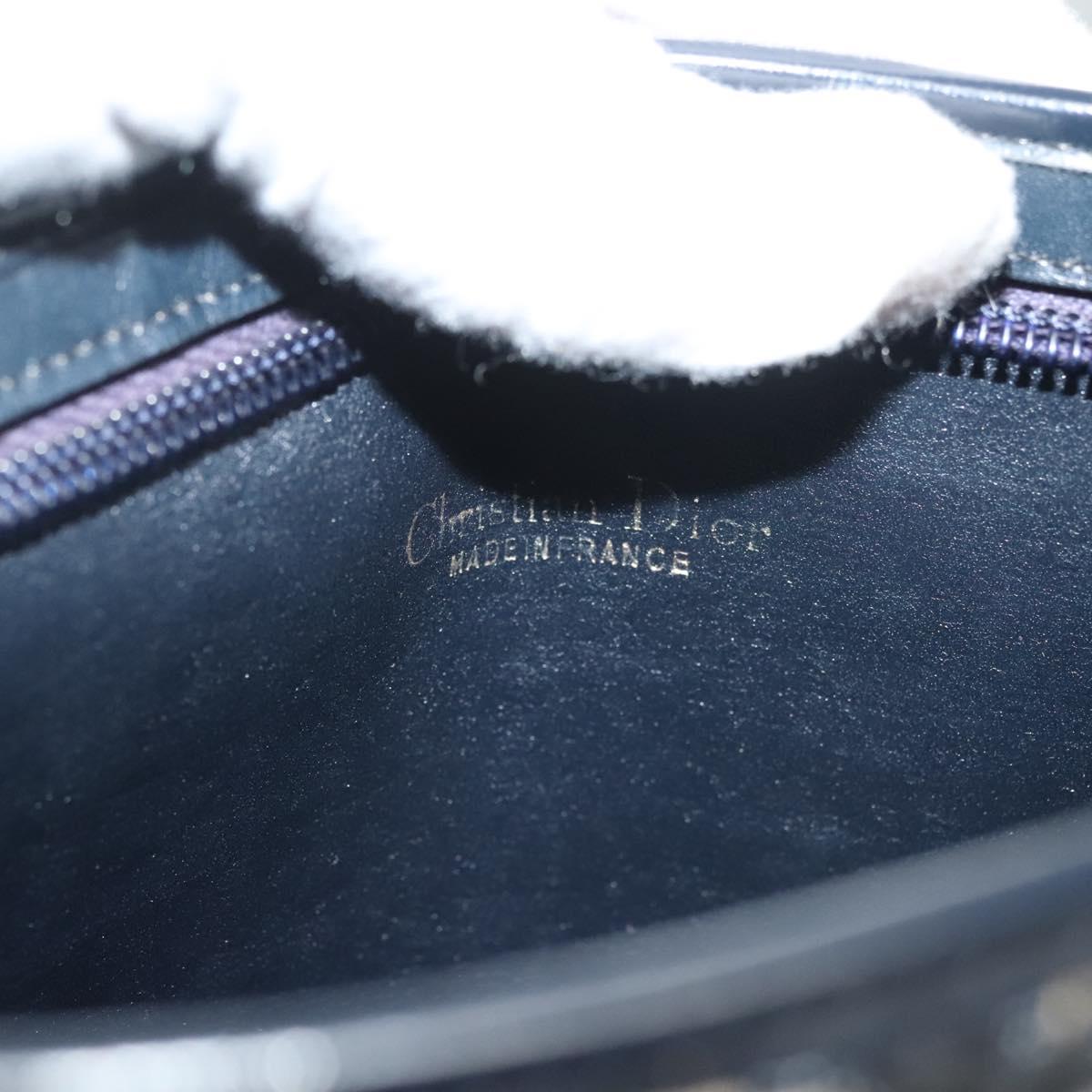 Christian Dior Trotter Canvas Shoulder Bag Navy Gold Auth ep9528