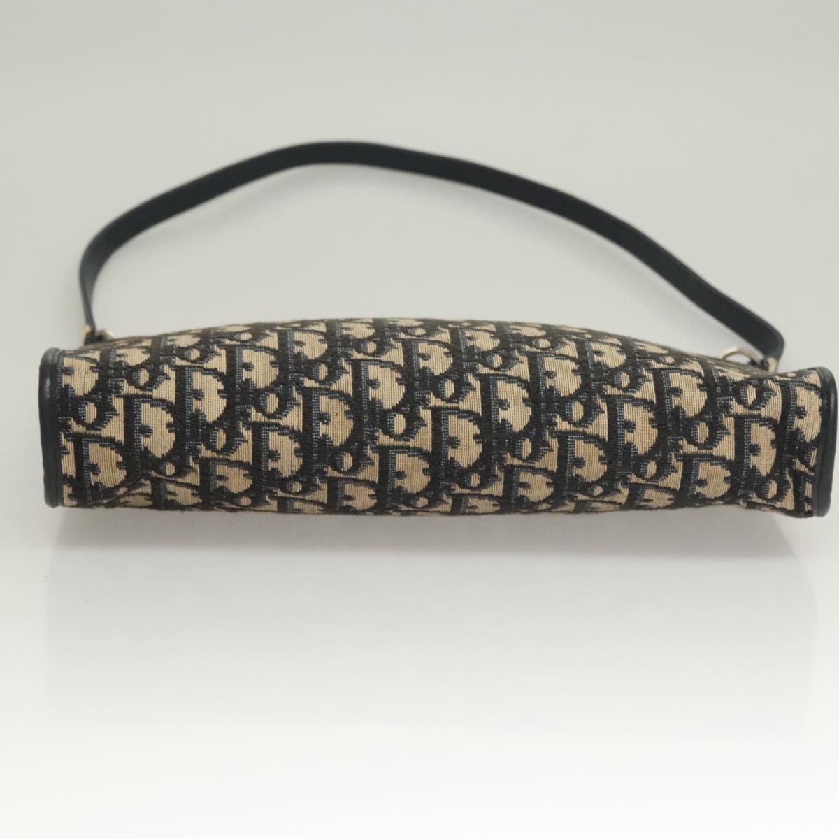 Christian Dior Trotter Canvas Shoulder Bag Navy Gold Auth ep9528