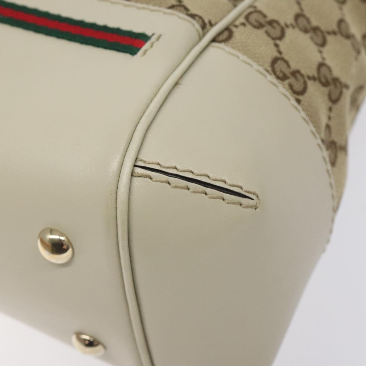 GUCCI GG Supreme Web Sherry Line Hand Bag Beige Gold 269894 Auth ep9530