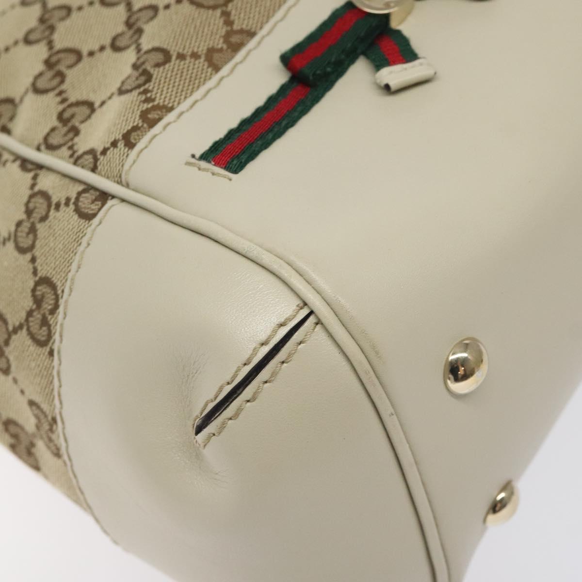 GUCCI GG Supreme Web Sherry Line Hand Bag Beige Gold 269894 Auth ep9530