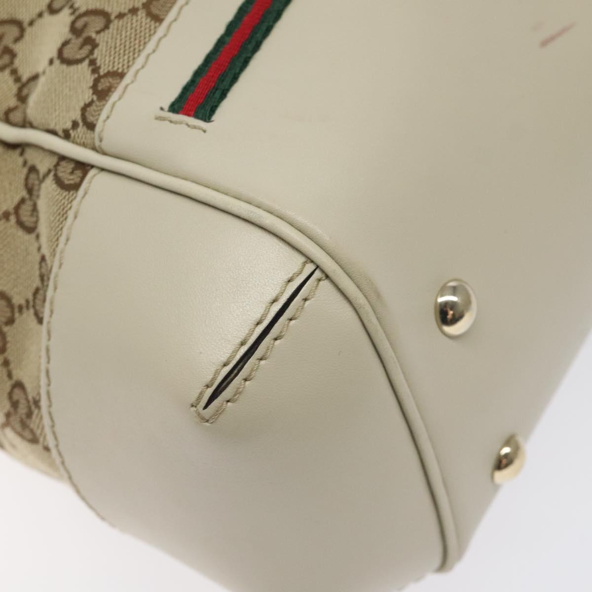 GUCCI GG Supreme Web Sherry Line Hand Bag Beige Gold 269894 Auth ep9530