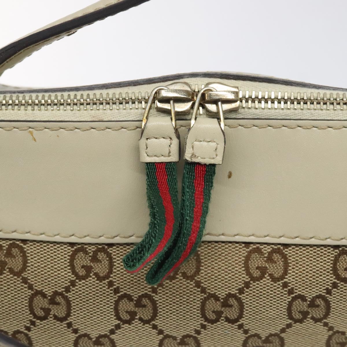 GUCCI GG Supreme Web Sherry Line Hand Bag Beige Gold 269894 Auth ep9530