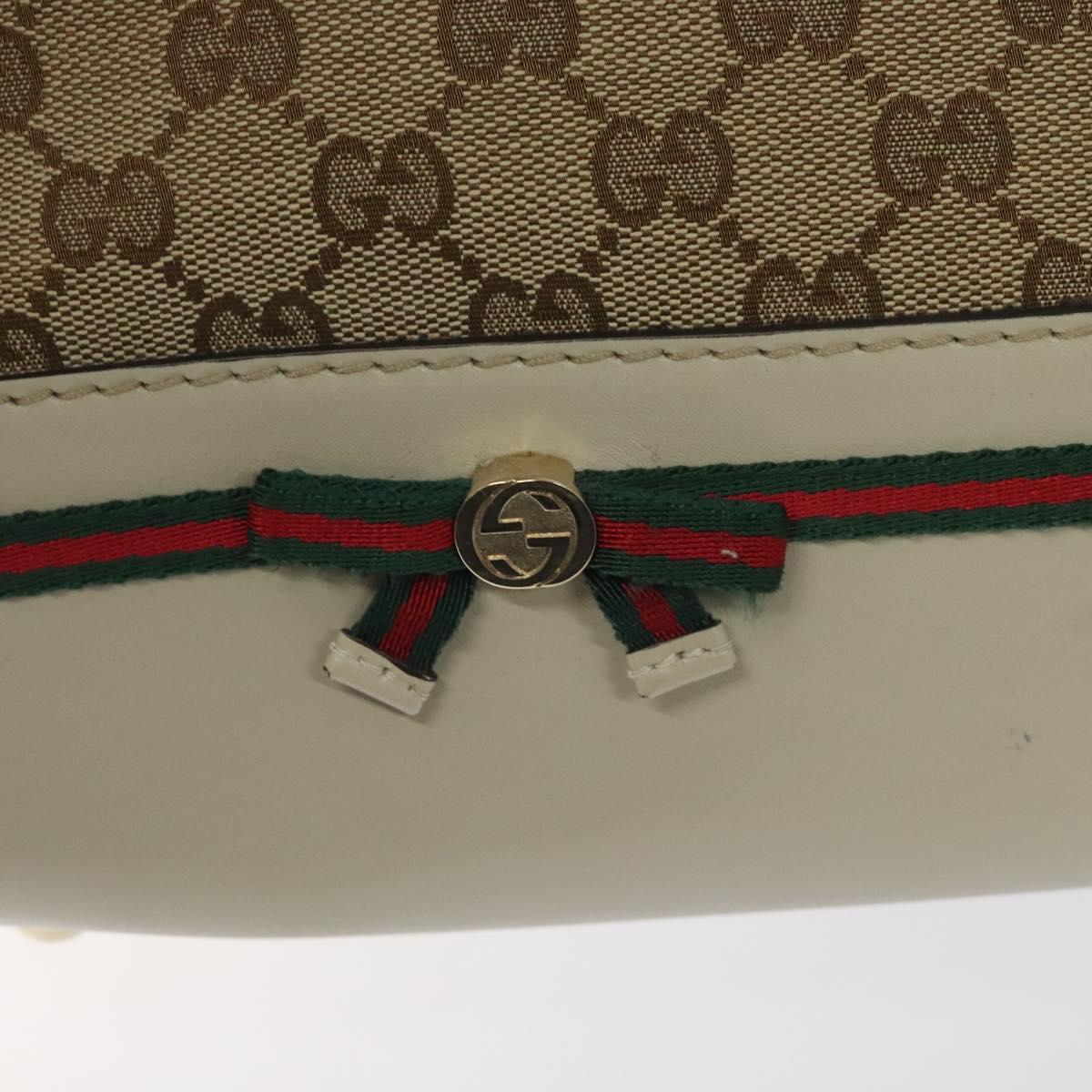 GUCCI GG Supreme Web Sherry Line Hand Bag Beige Gold 269894 Auth ep9530