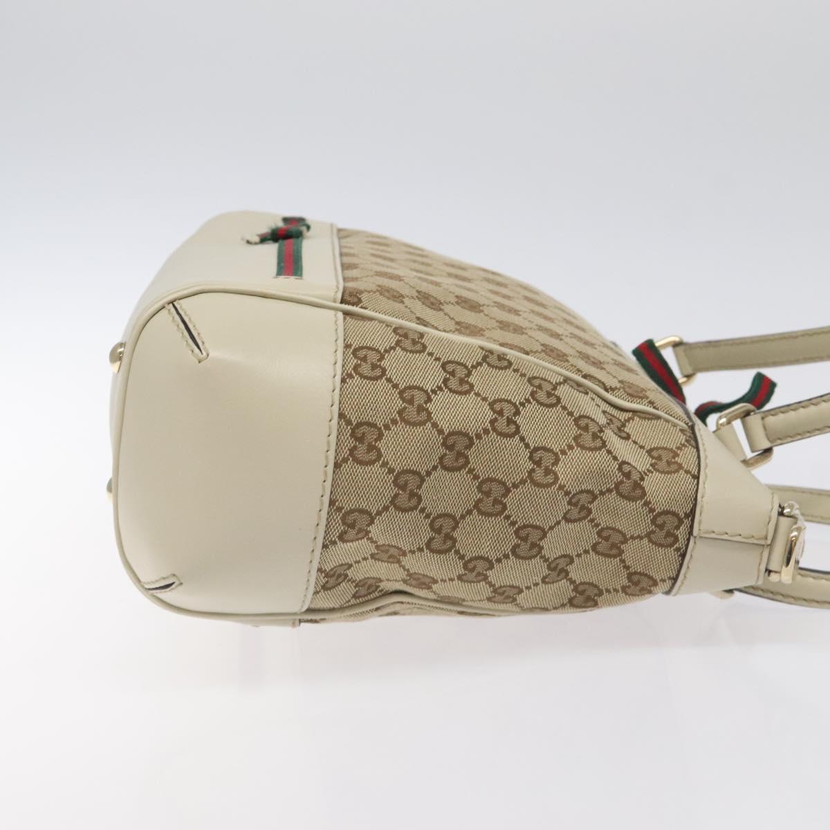 GUCCI GG Supreme Web Sherry Line Hand Bag Beige Gold 269894 Auth ep9530