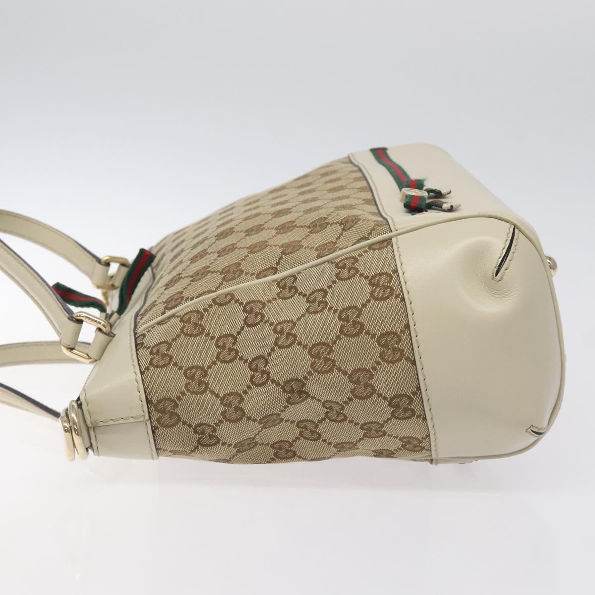 GUCCI GG Supreme Web Sherry Line Hand Bag Beige Gold 269894 Auth ep9530