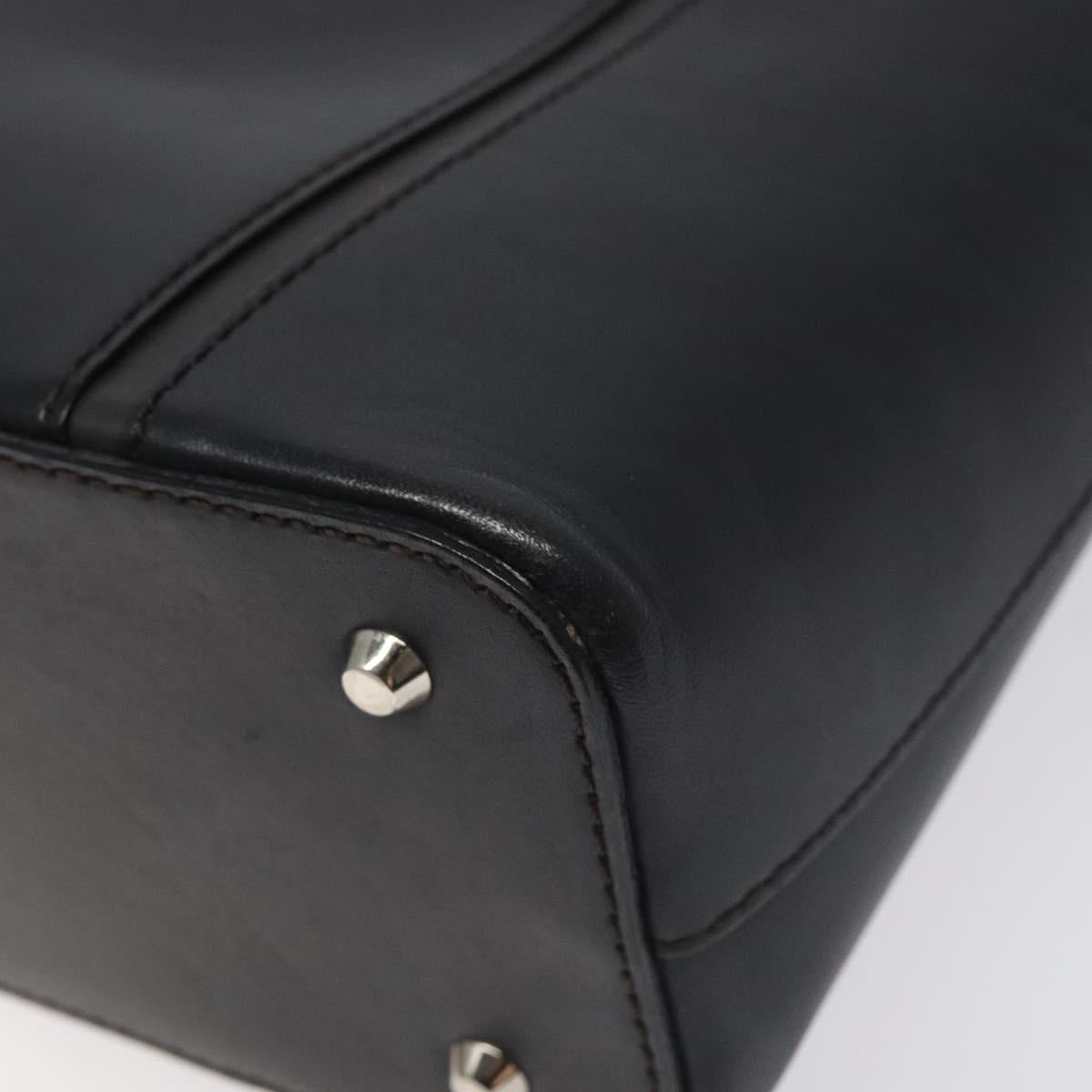 BURBERRY Hand Bag Leather Black Silver Auth ep9535