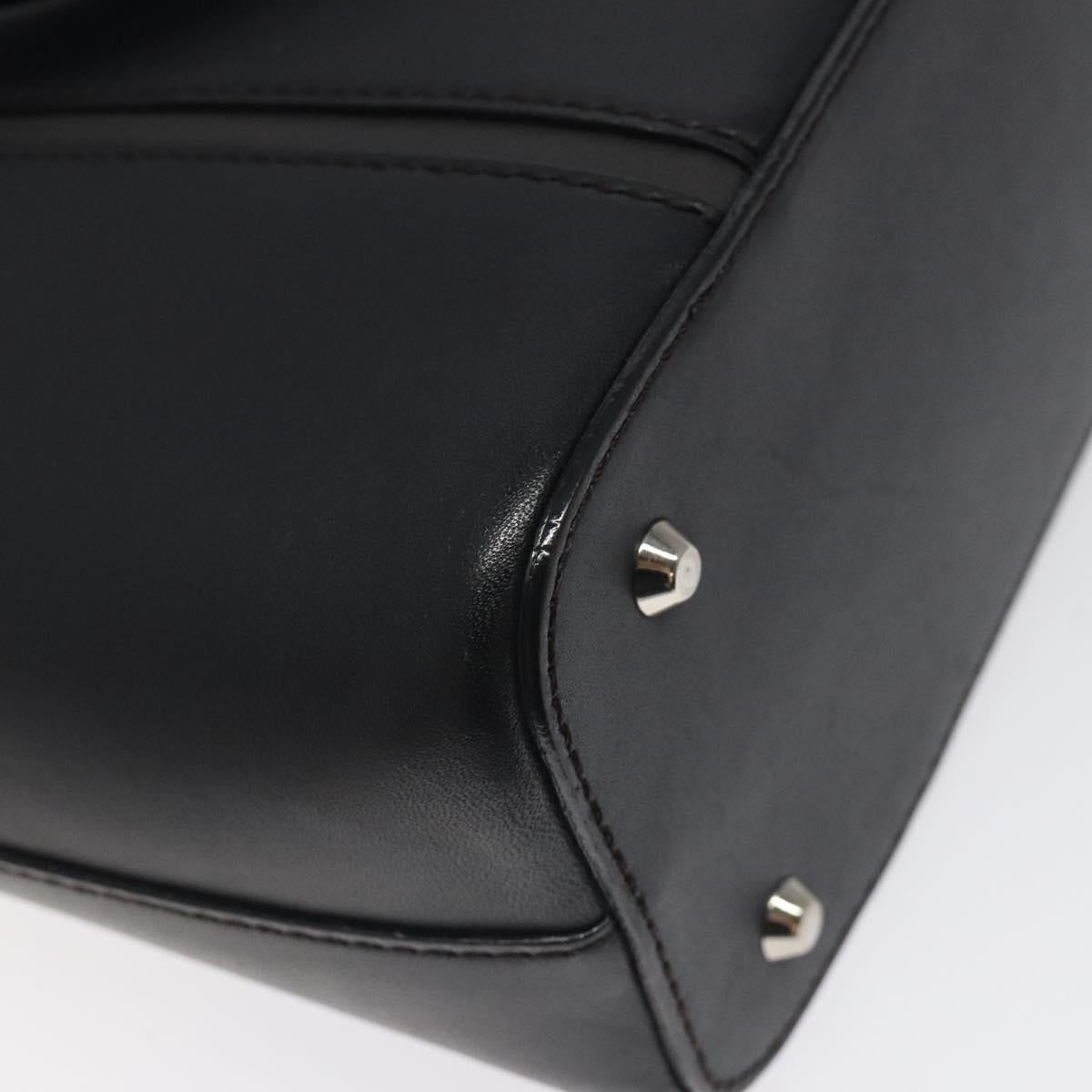 BURBERRY Hand Bag Leather Black Silver Auth ep9535