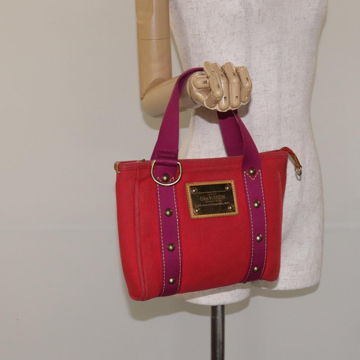 LOUIS VUITTON Antigua Cabas PM Tote Bag Canvas Rouge M40037 LV Auth ep9539