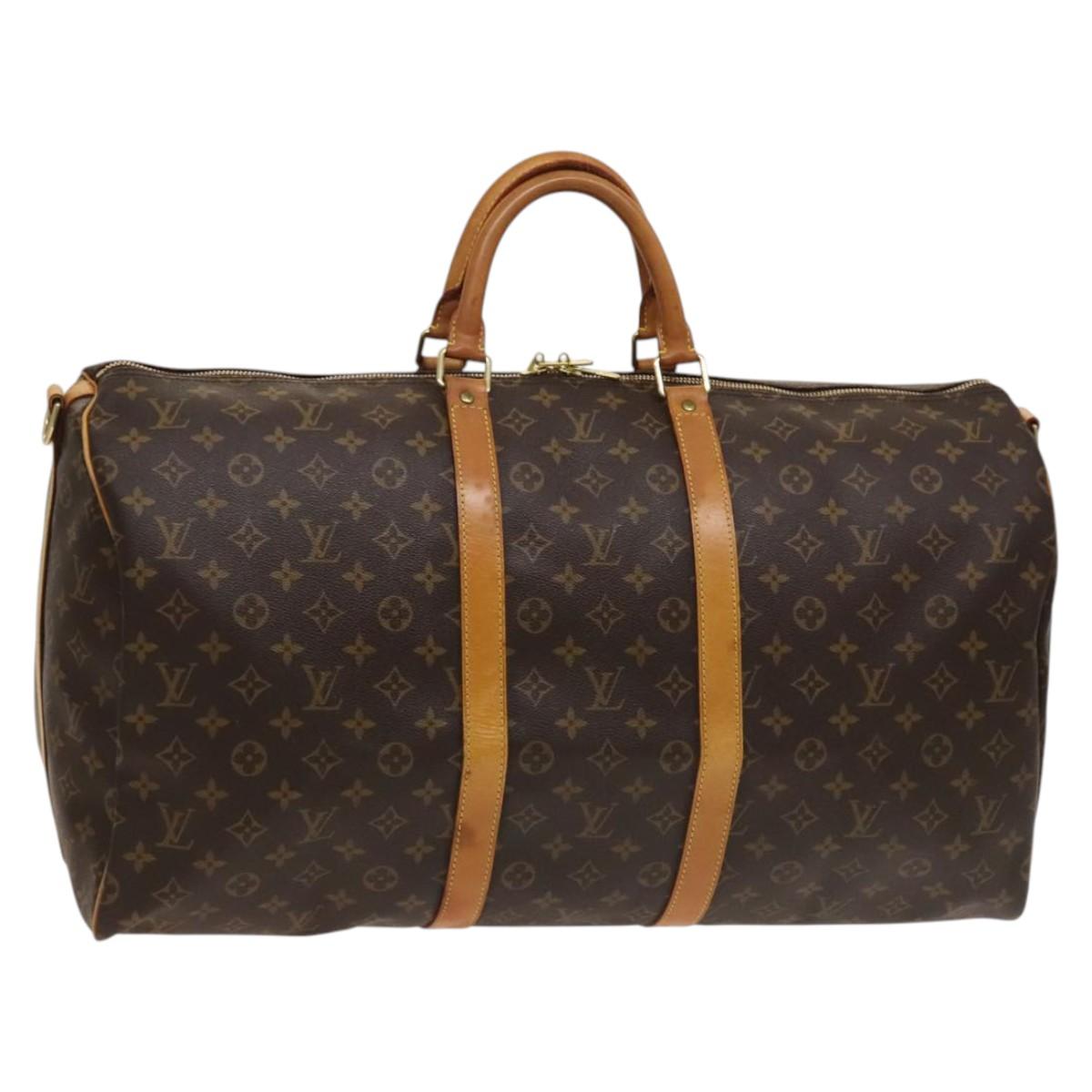 LOUIS VUITTON Monogram Keepall Bandouliere 55 Boston Bag M41414 LV Auth ep9542