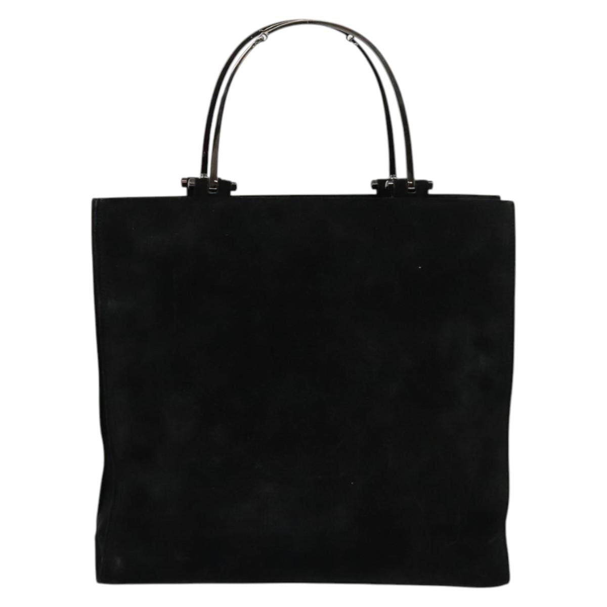 GUCCI Hand Bag Suede Black Silver 002 1025 Auth ep9555