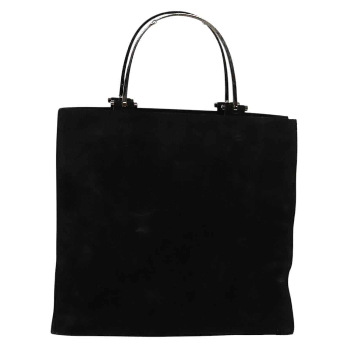 GUCCI Hand Bag Suede Black Silver 002 1025 Auth ep9555