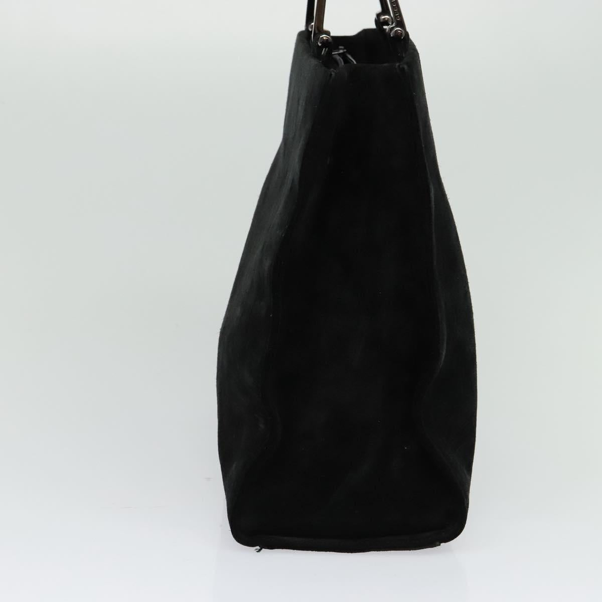GUCCI Hand Bag Suede Black Silver 002 1025 Auth ep9555
