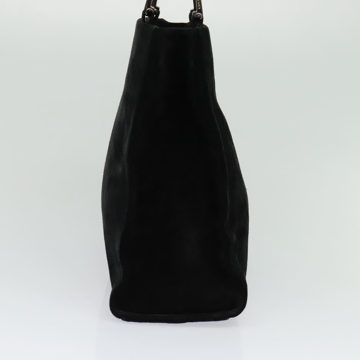 GUCCI Hand Bag Suede Black Silver 002 1025 Auth ep9555
