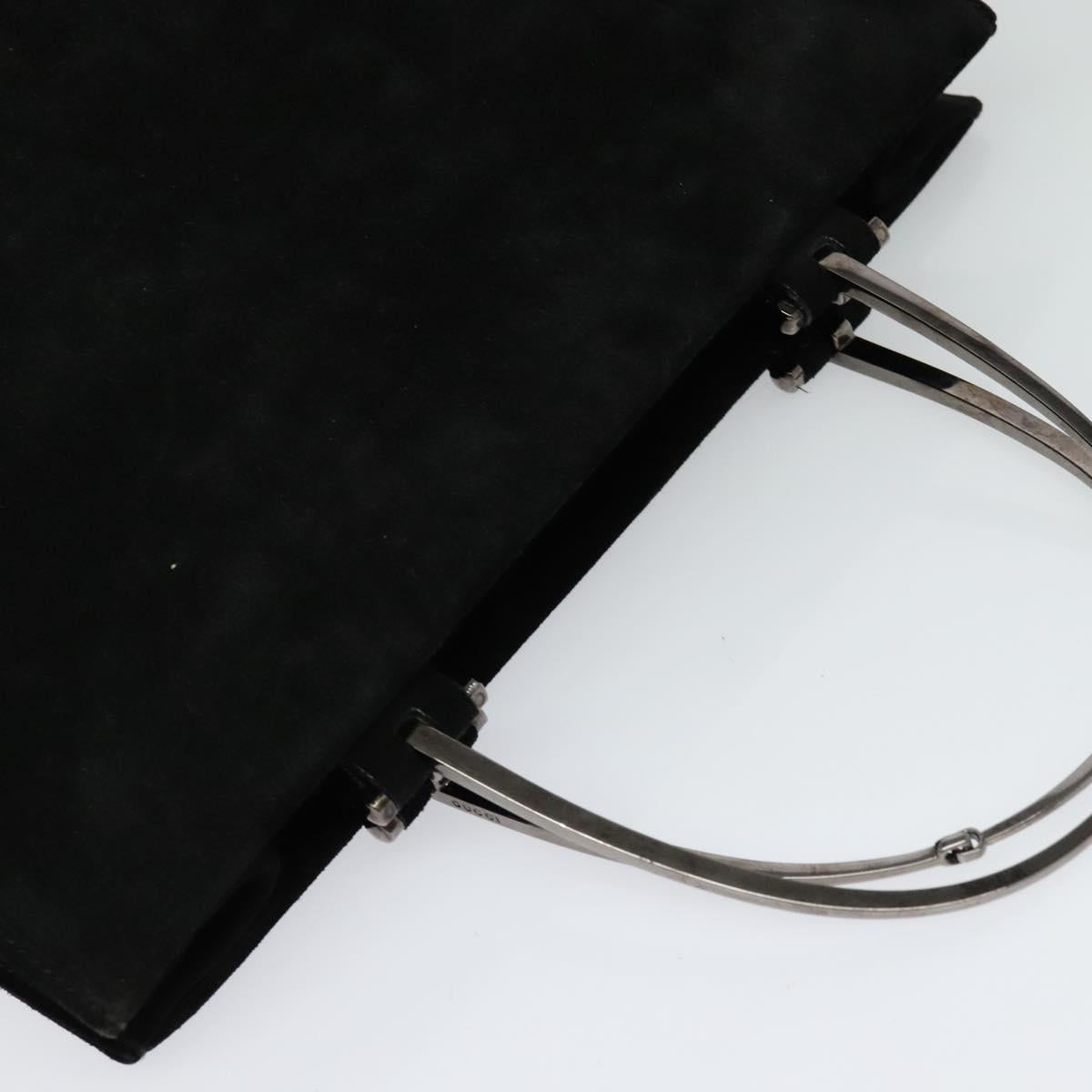 GUCCI Hand Bag Suede Black Silver 002 1025 Auth ep9555