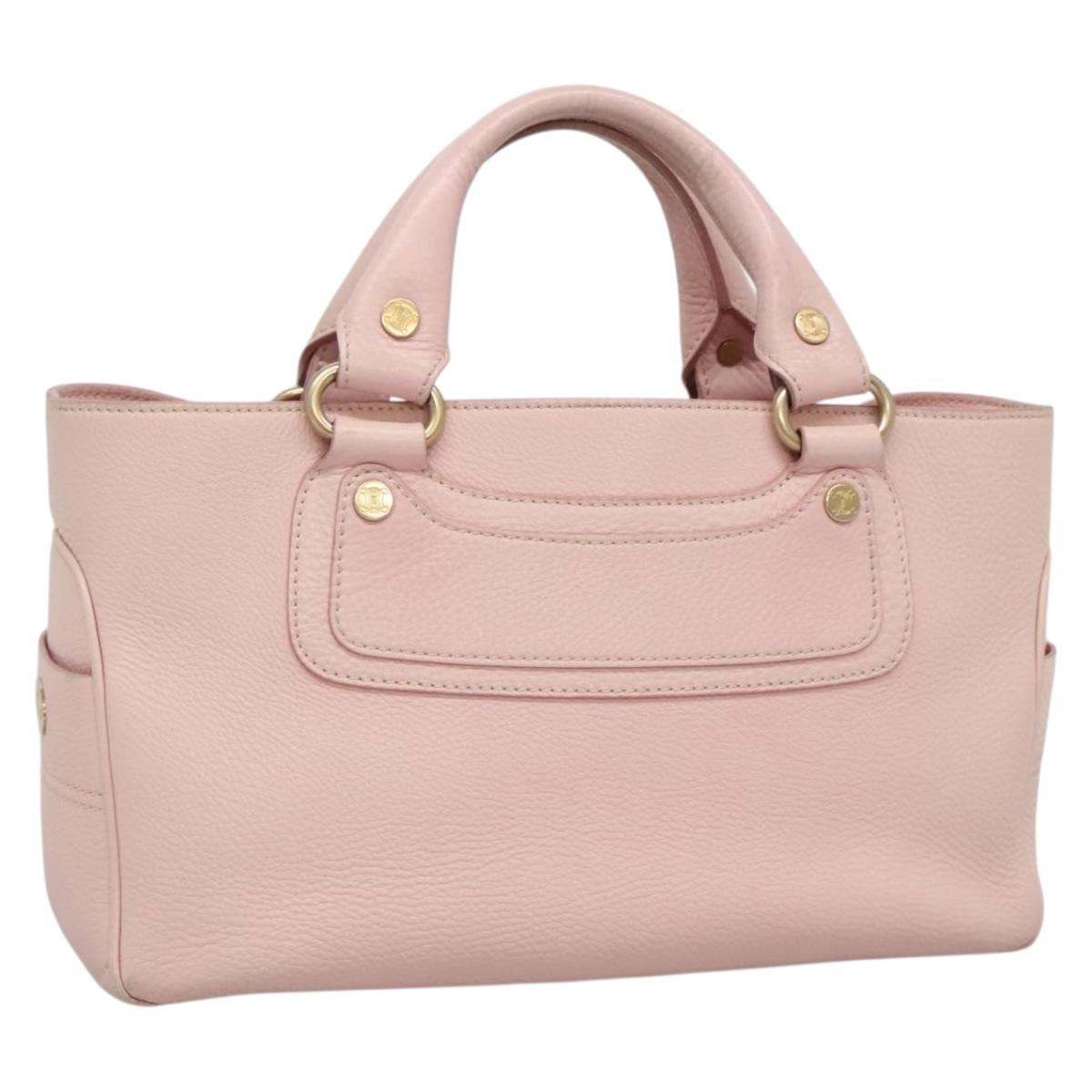 CELINE Boogie bag Hand Bag Leather Pink Auth ep9557