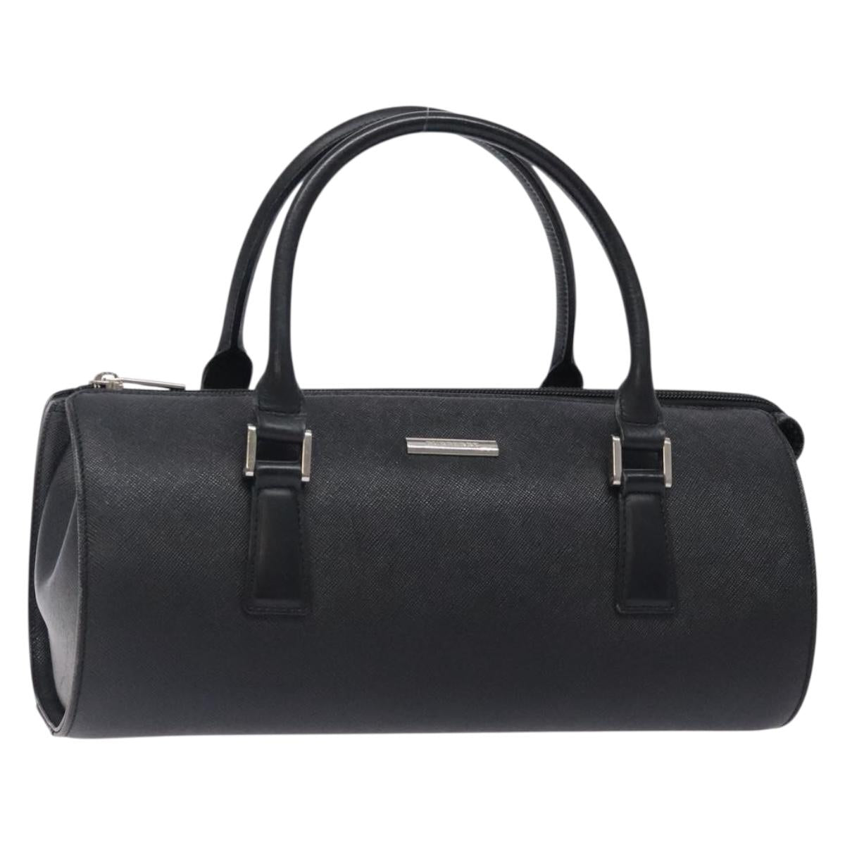 BURBERRY Hand Bag Leather Black Silver Auth ep9562