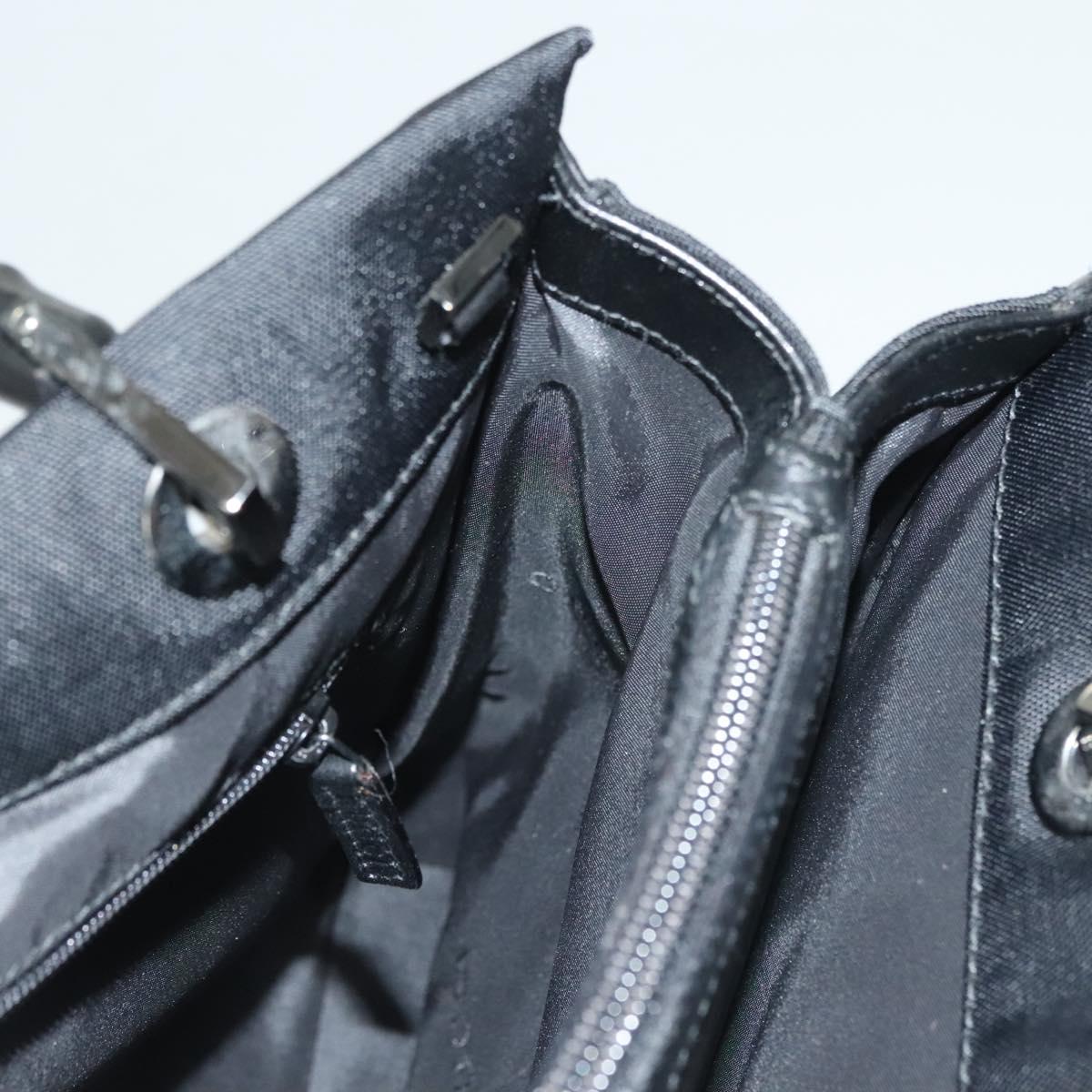GUCCI Bamboo Hand Bag Nylon Black Silver 002 1016 Auth ep9594