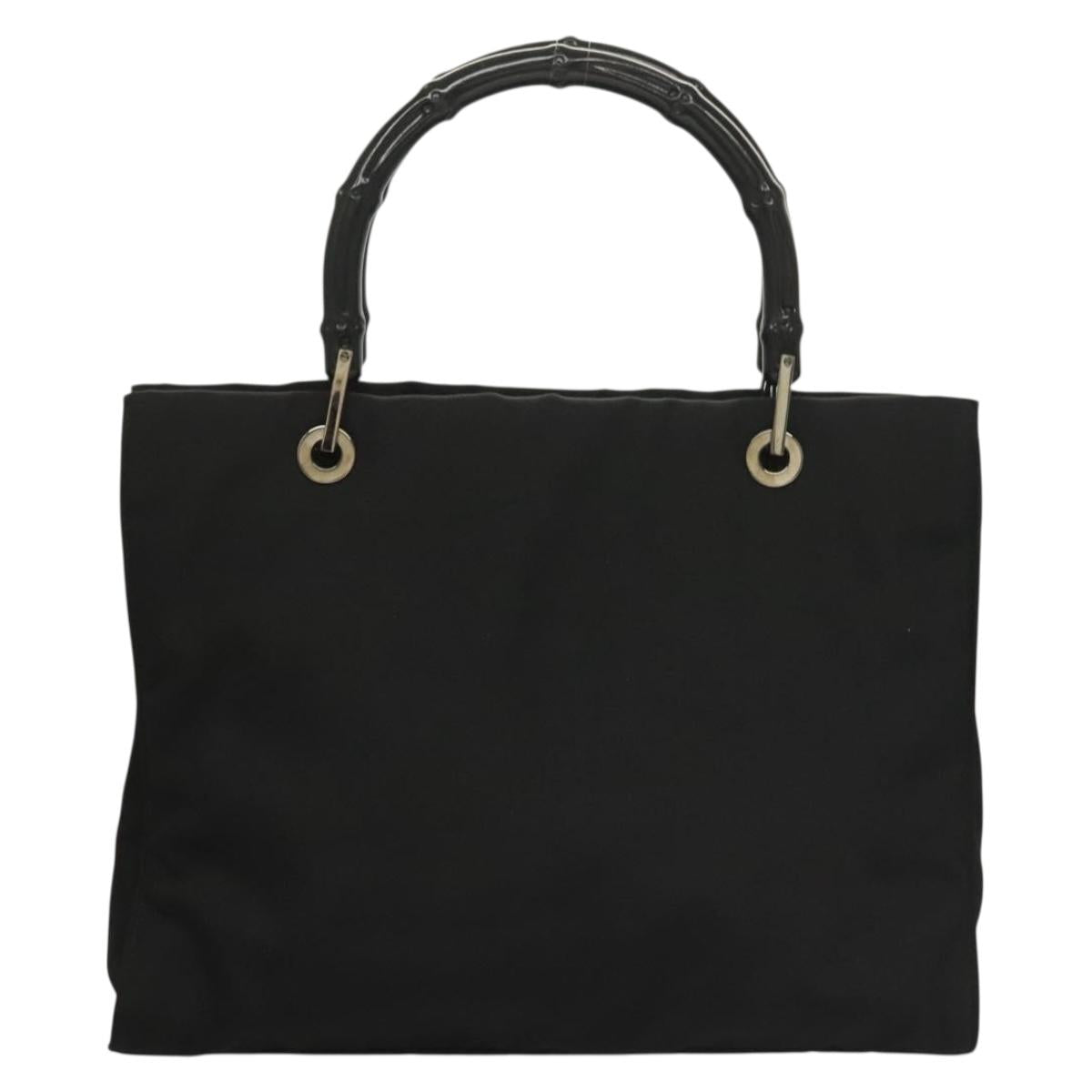 GUCCI Bamboo Hand Bag Nylon Black Silver 002 1016 Auth ep9594