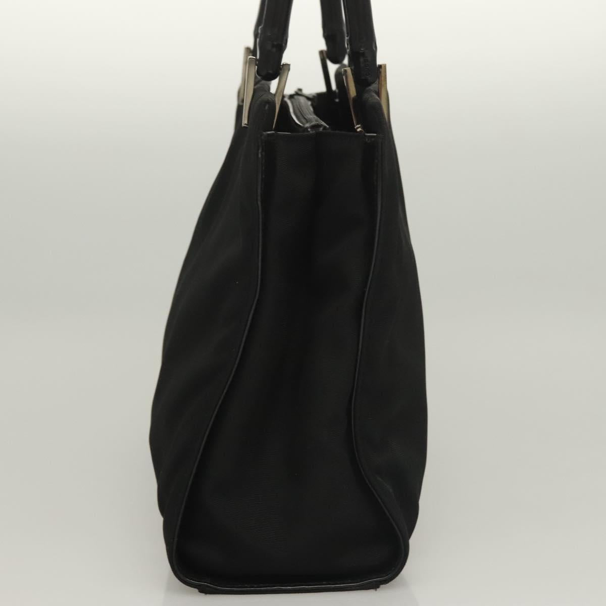GUCCI Bamboo Hand Bag Nylon Black Silver 002 1016 Auth ep9594