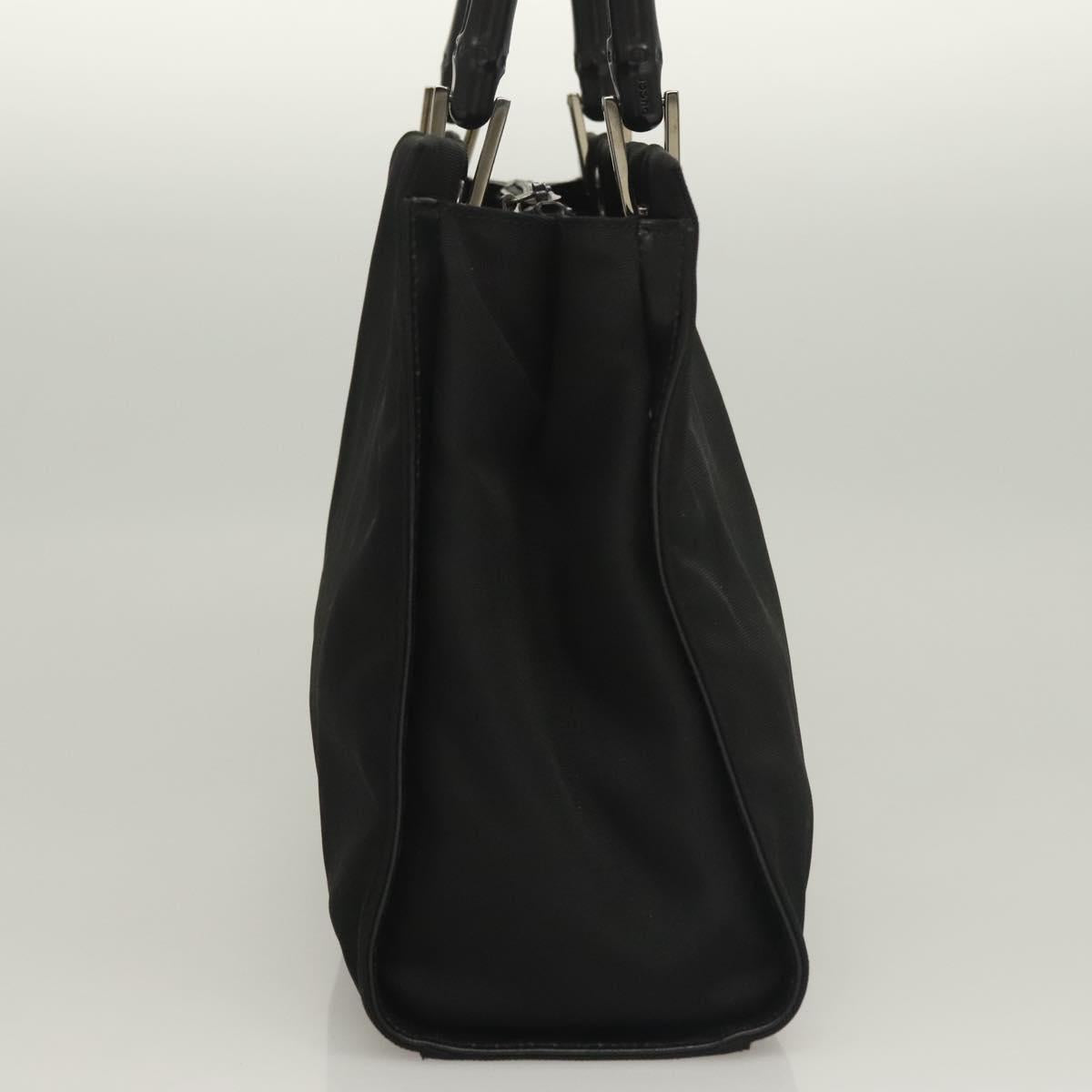 GUCCI Bamboo Hand Bag Nylon Black Silver 002 1016 Auth ep9594