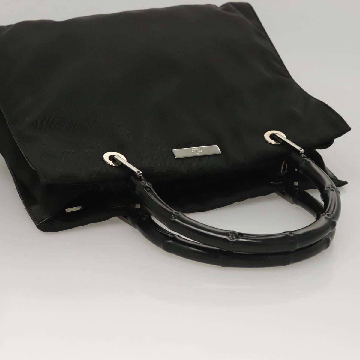 GUCCI Bamboo Hand Bag Nylon Black Silver 002 1016 Auth ep9594