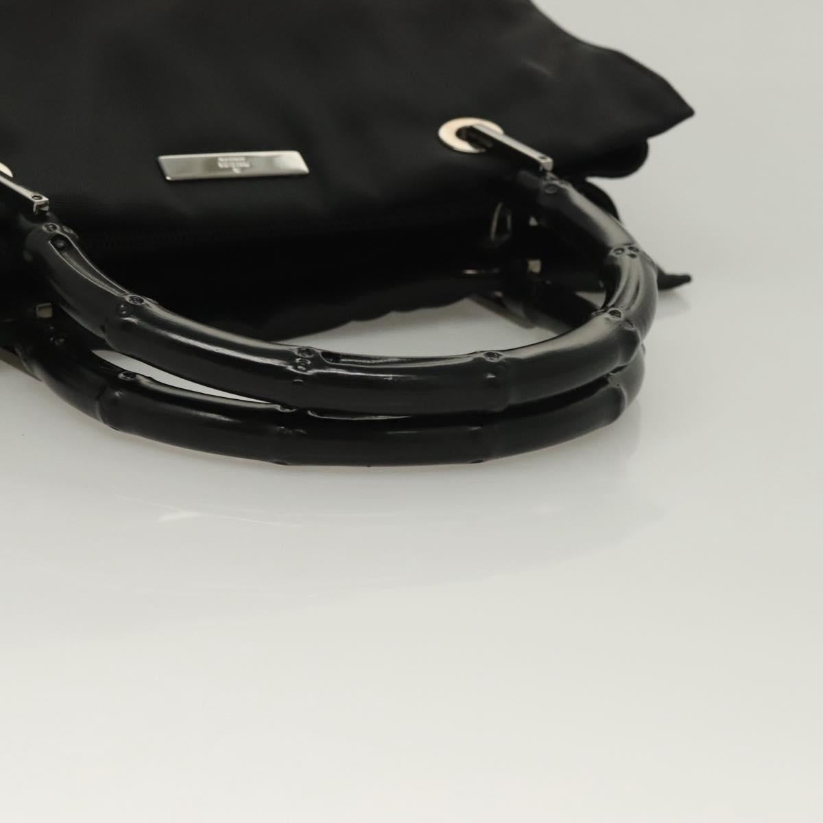 GUCCI Bamboo Hand Bag Nylon Black Silver 002 1016 Auth ep9594