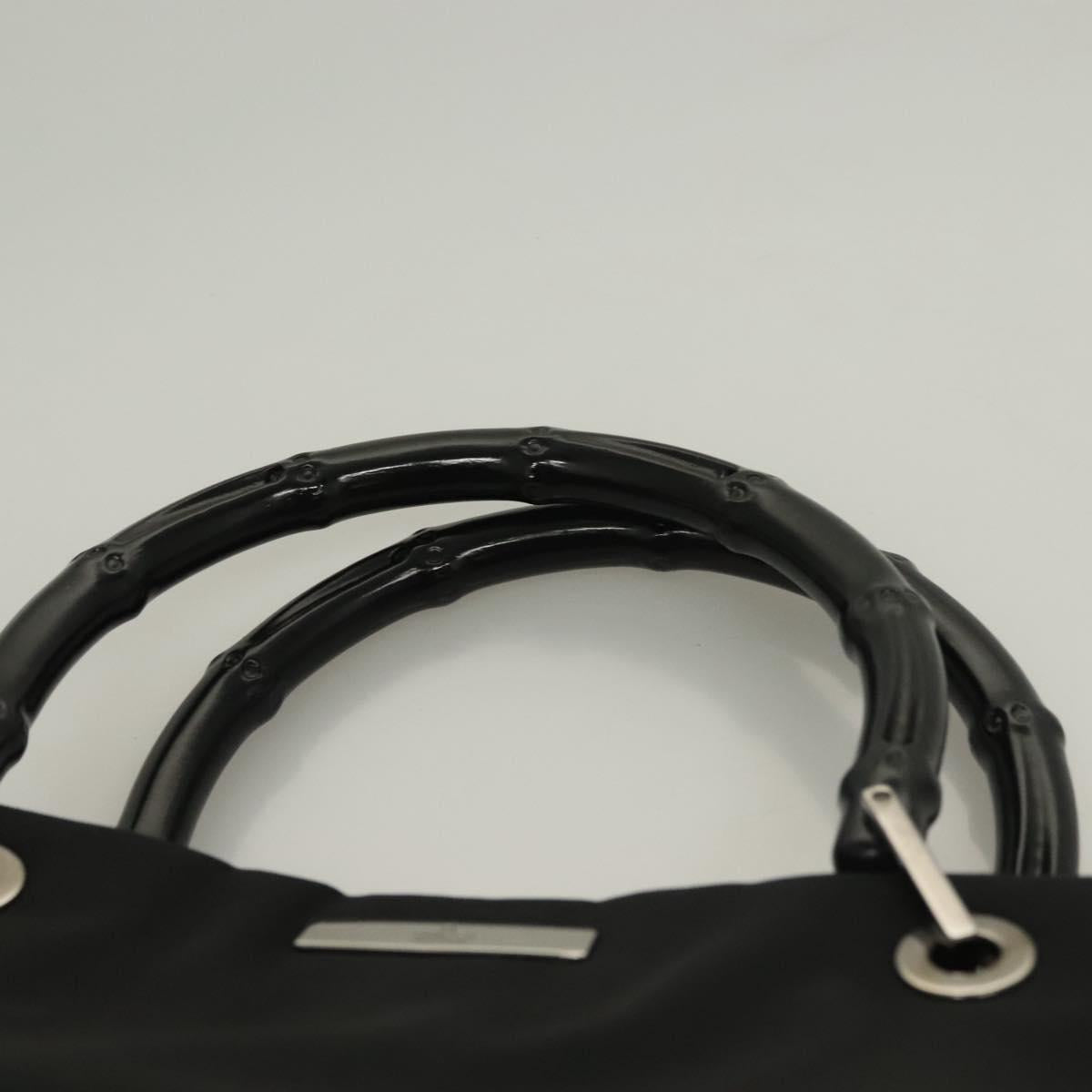 GUCCI Bamboo Hand Bag Nylon Black Silver 002 1016 Auth ep9594