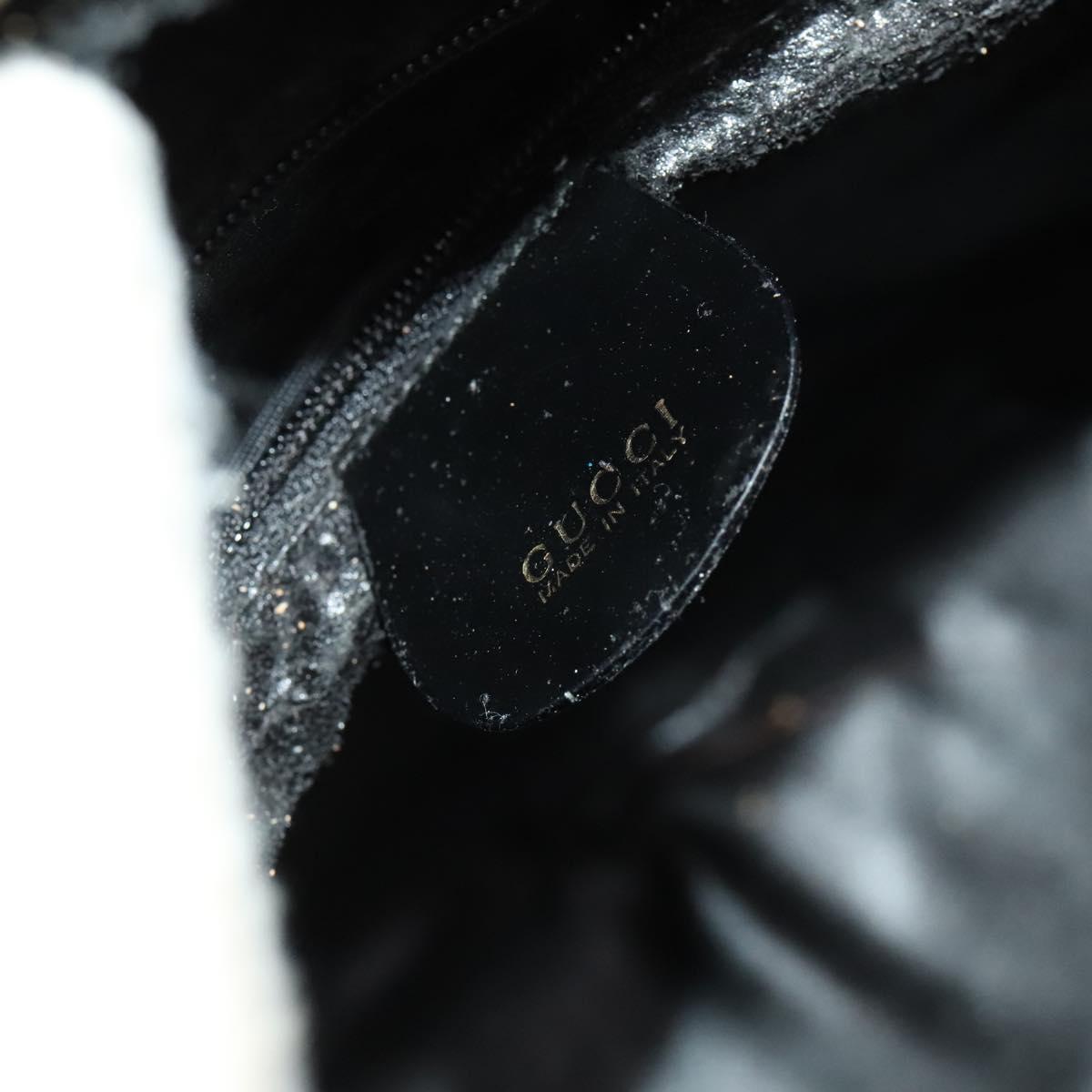 GUCCI Shoulder Bag Patent leather Black Gold Auth ep9690