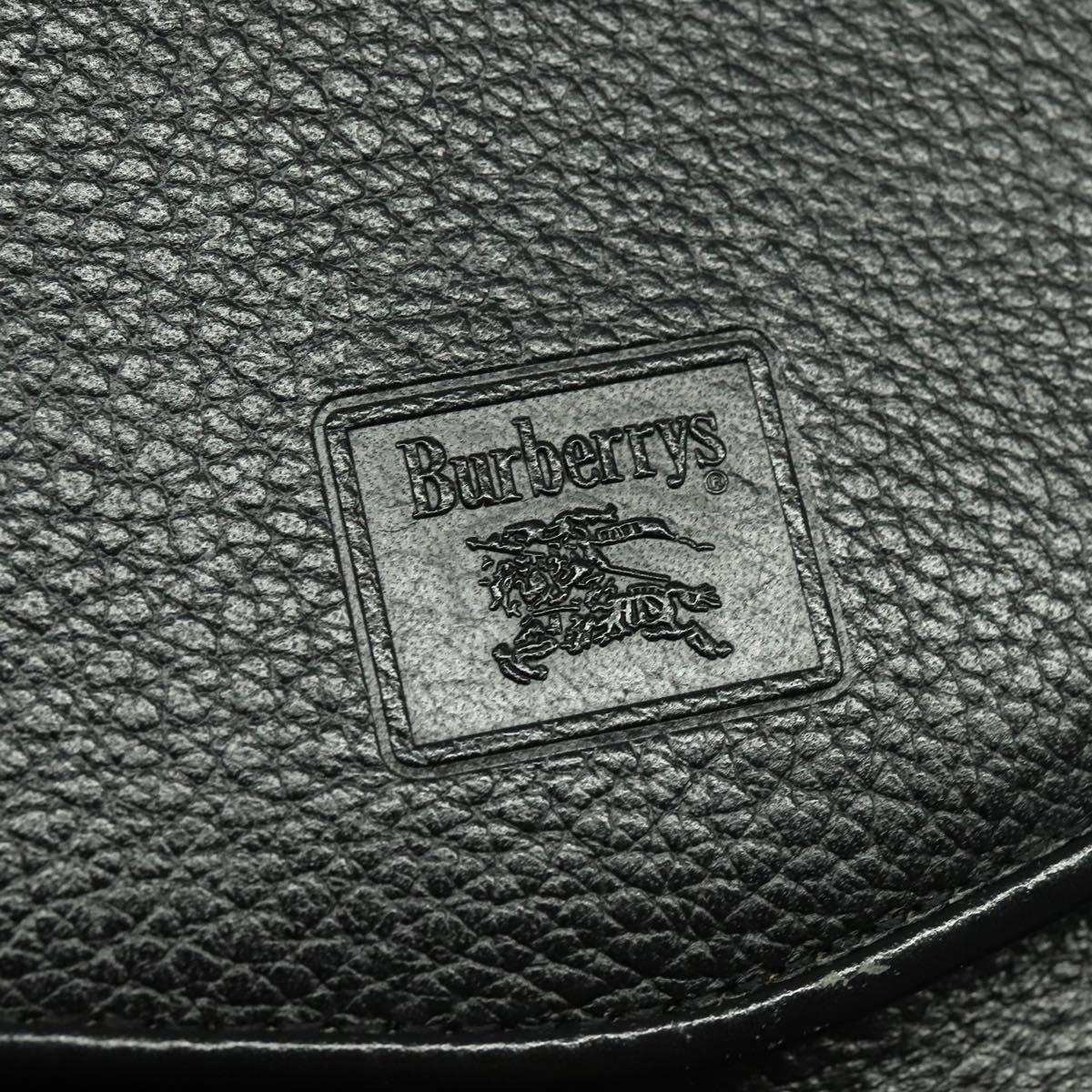 Burberrys Shoulder Bag Leather Black Gold Auth ep9691