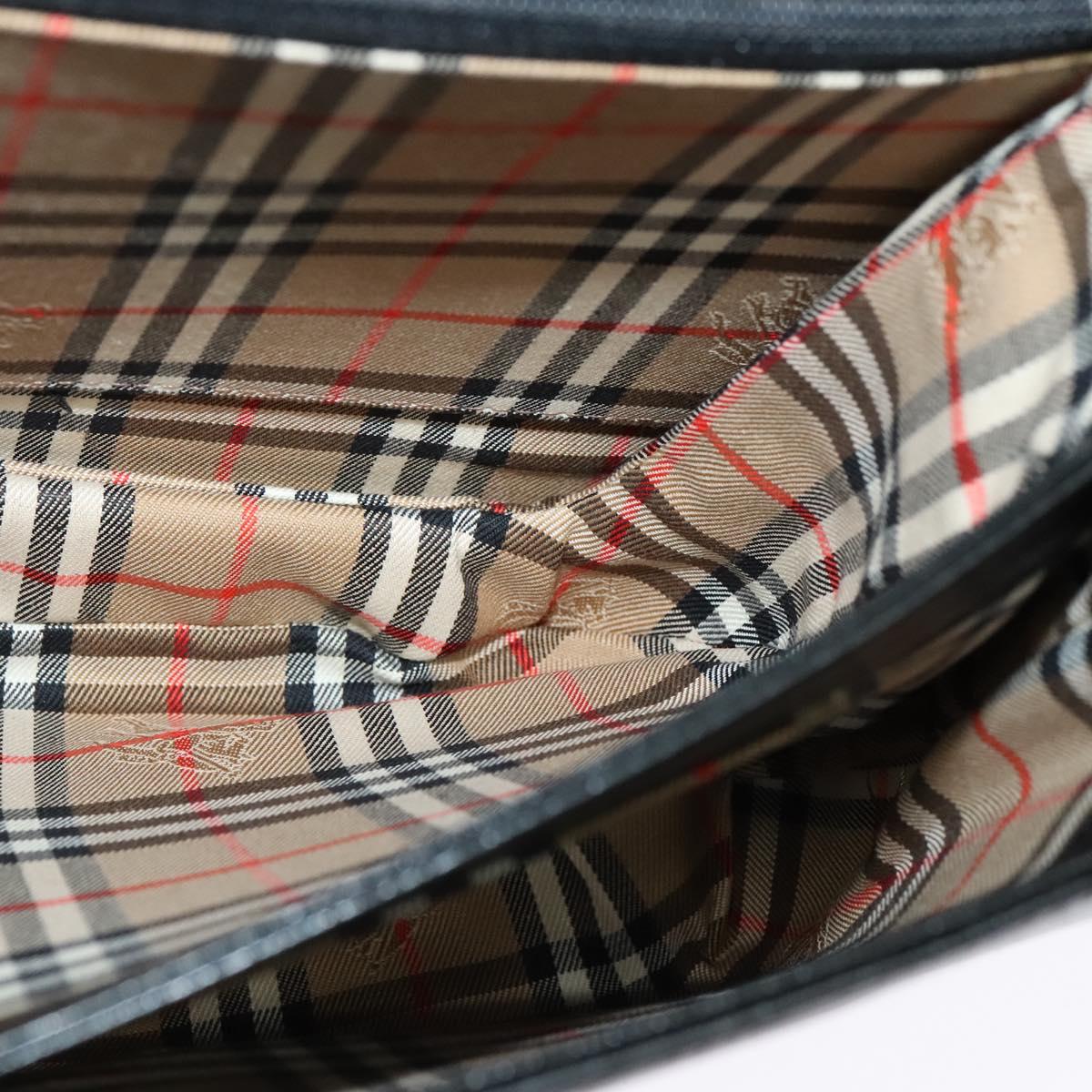 Burberrys Shoulder Bag Leather Black Gold Auth ep9691