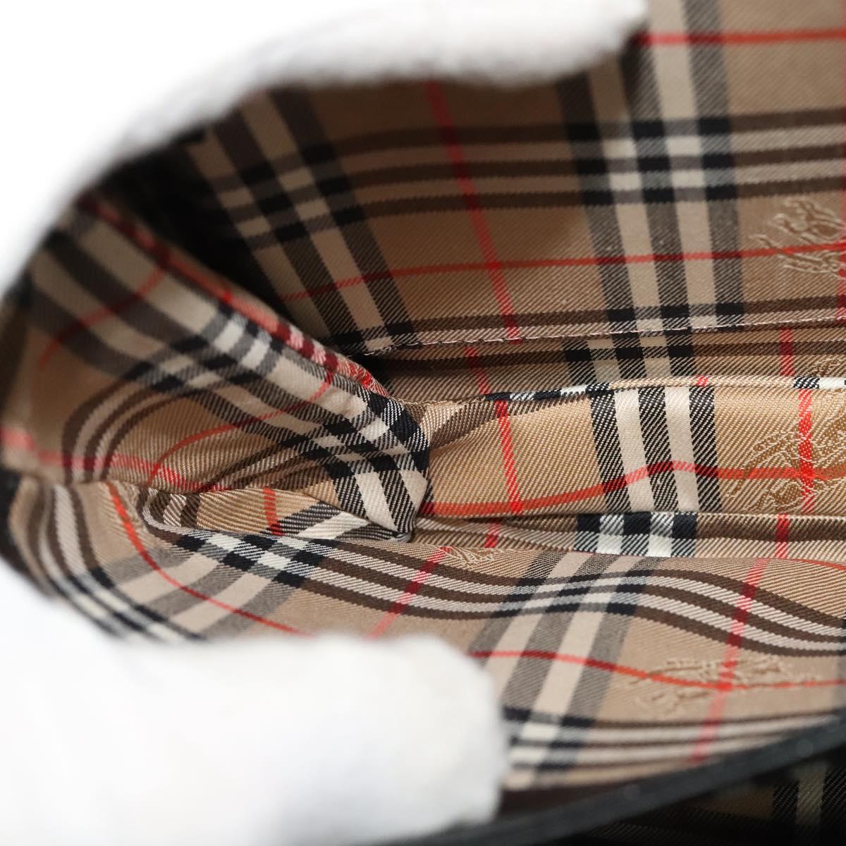 Burberrys Shoulder Bag Leather Black Gold Auth ep9691