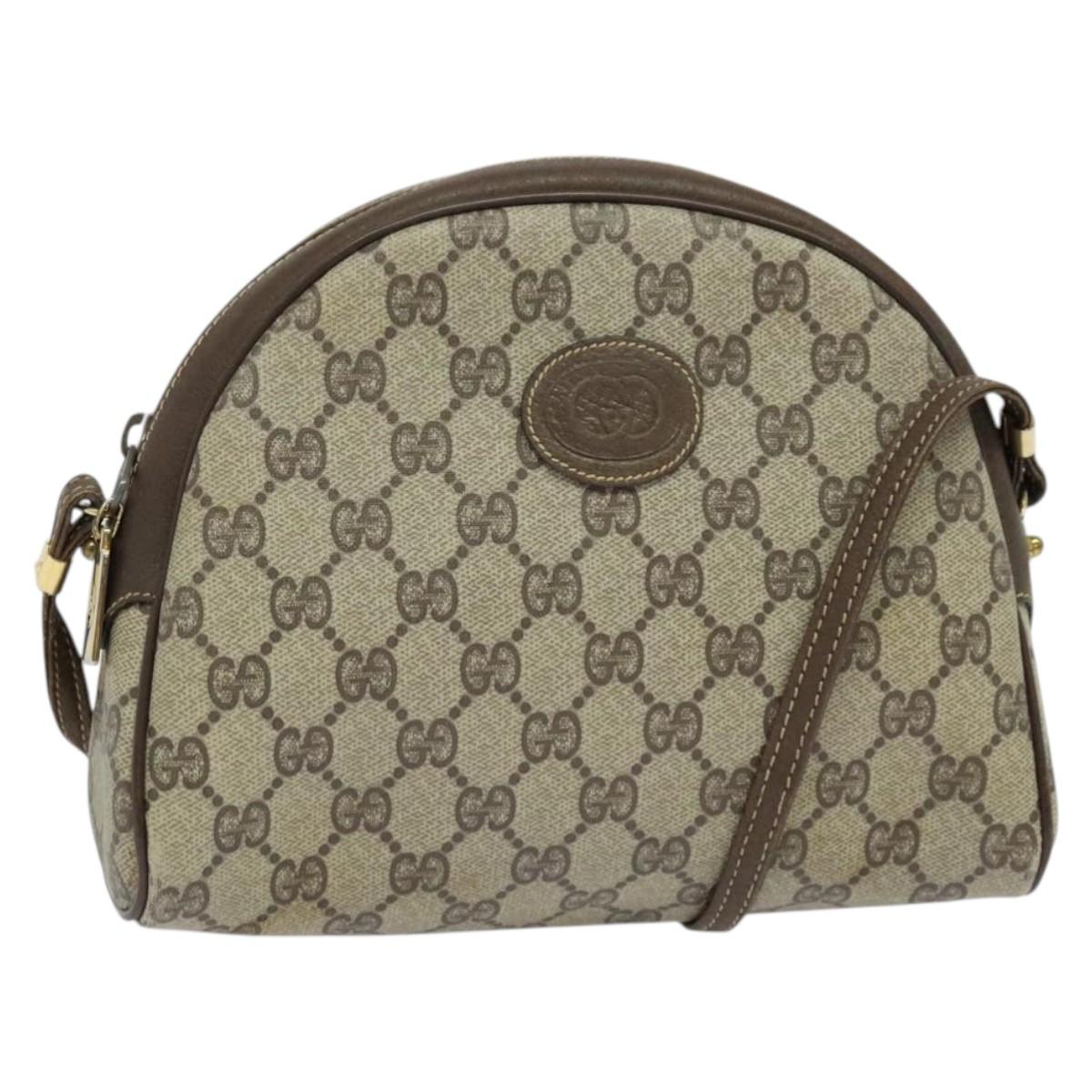 GUCCI GG Supreme Clutch Bag PVC Beige Gold Auth ep9700