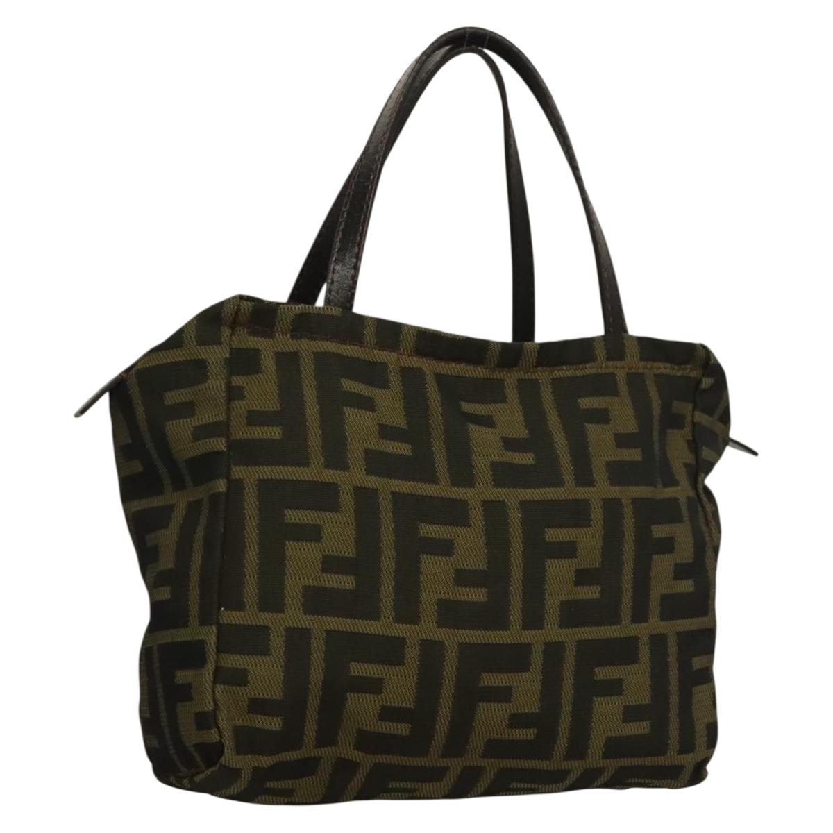 FENDI Zucca Canvas Hand Bag Black Brown Auth ep9702