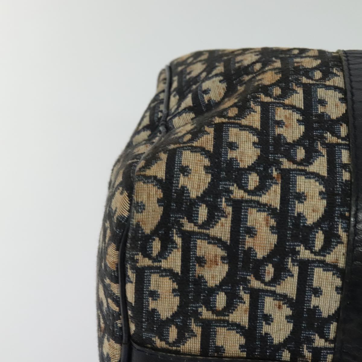 Christian Dior Trotter Canvas Boston Bag Navy Silver Auth ep9707