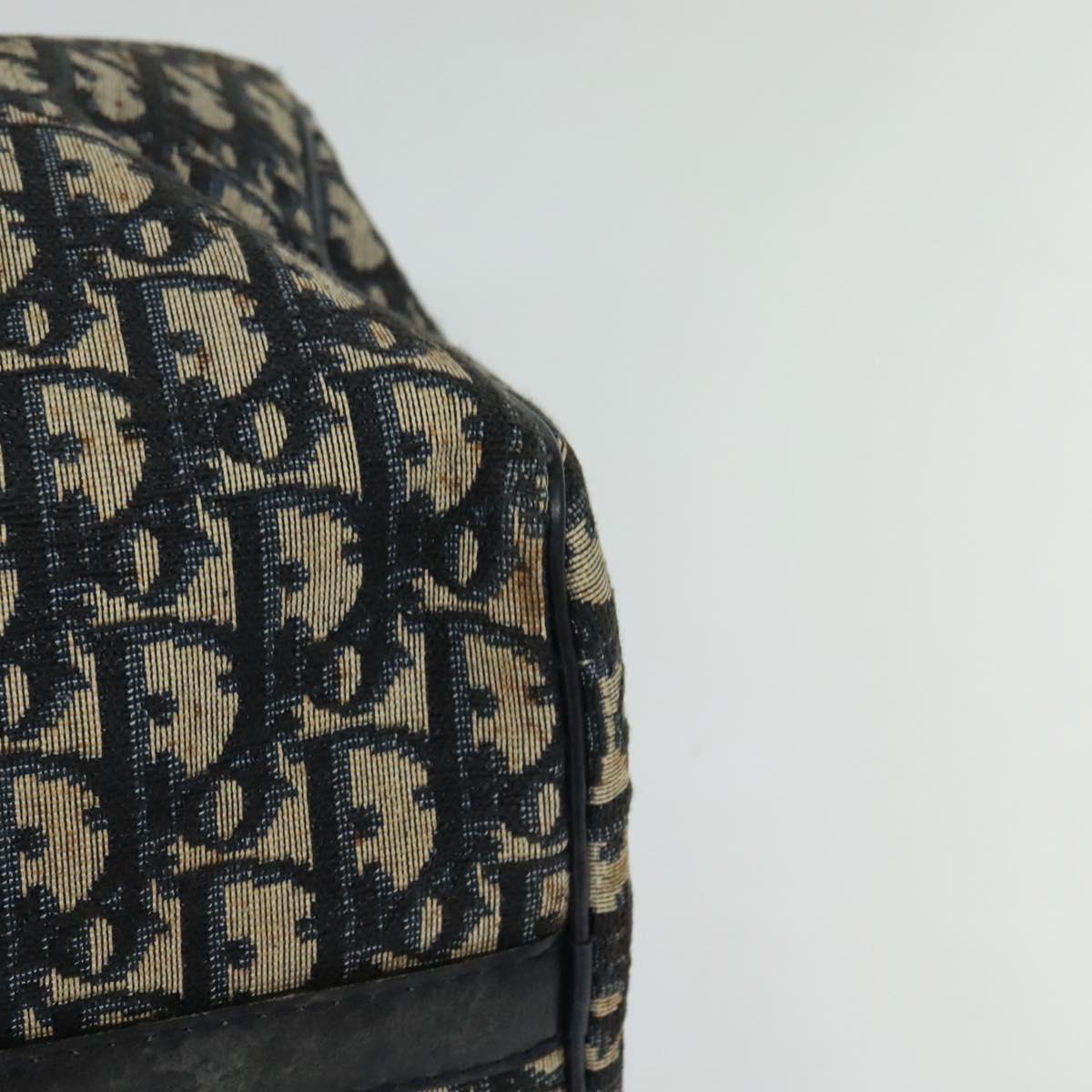 Christian Dior Trotter Canvas Boston Bag Navy Silver Auth ep9707