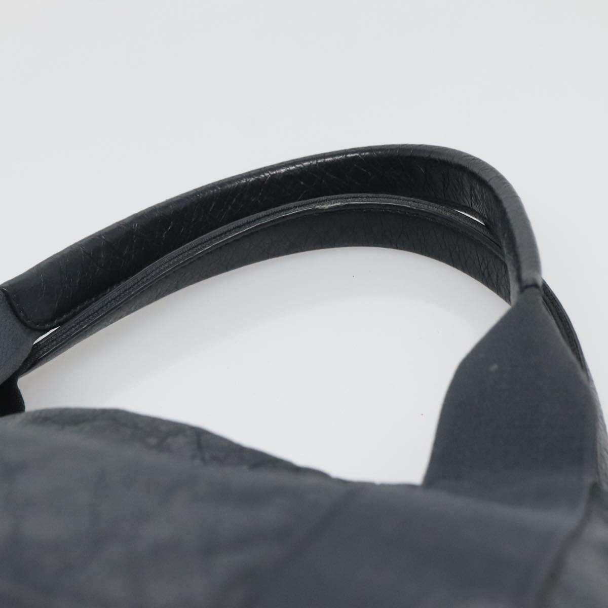 BALENCIAGA Navy Kabas Hand Bag Leather Navy Silver Auth ep9709