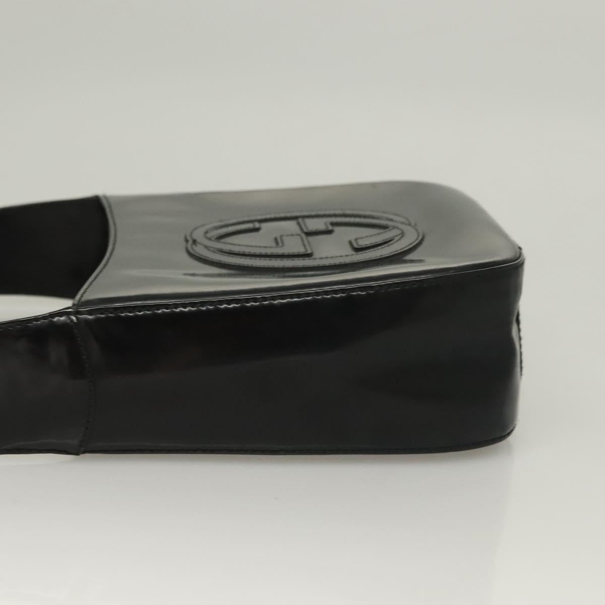 GUCCI Shoulder Bag Patent leather Black Silver 007 0249 Auth ep9726