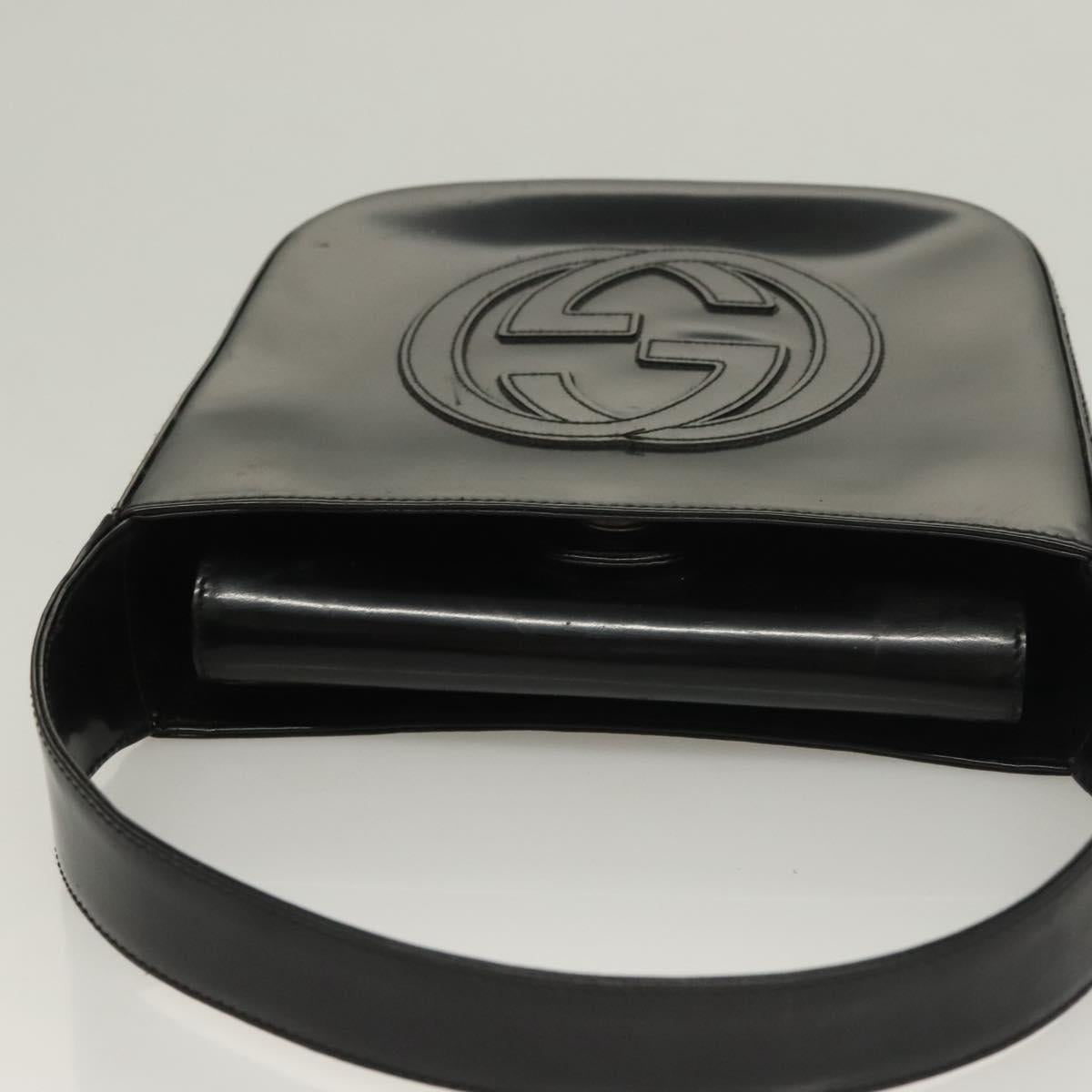 GUCCI Shoulder Bag Patent leather Black Silver 007 0249 Auth ep9726