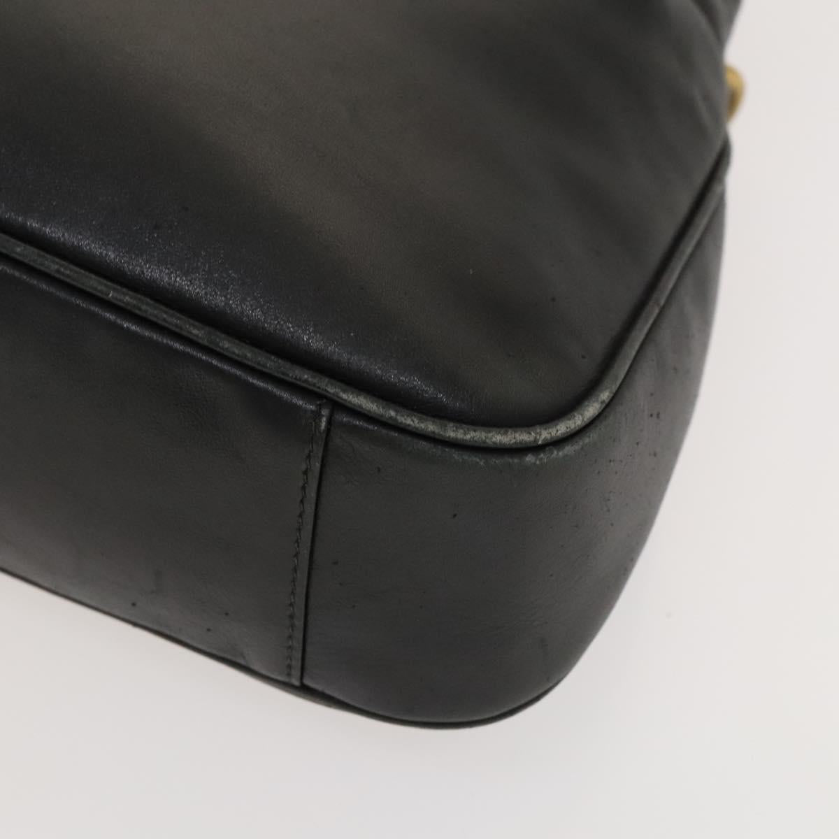 GUCCI Bamboo Hand Bag Leather Black Gold 001 2113 1638 Auth ep9730