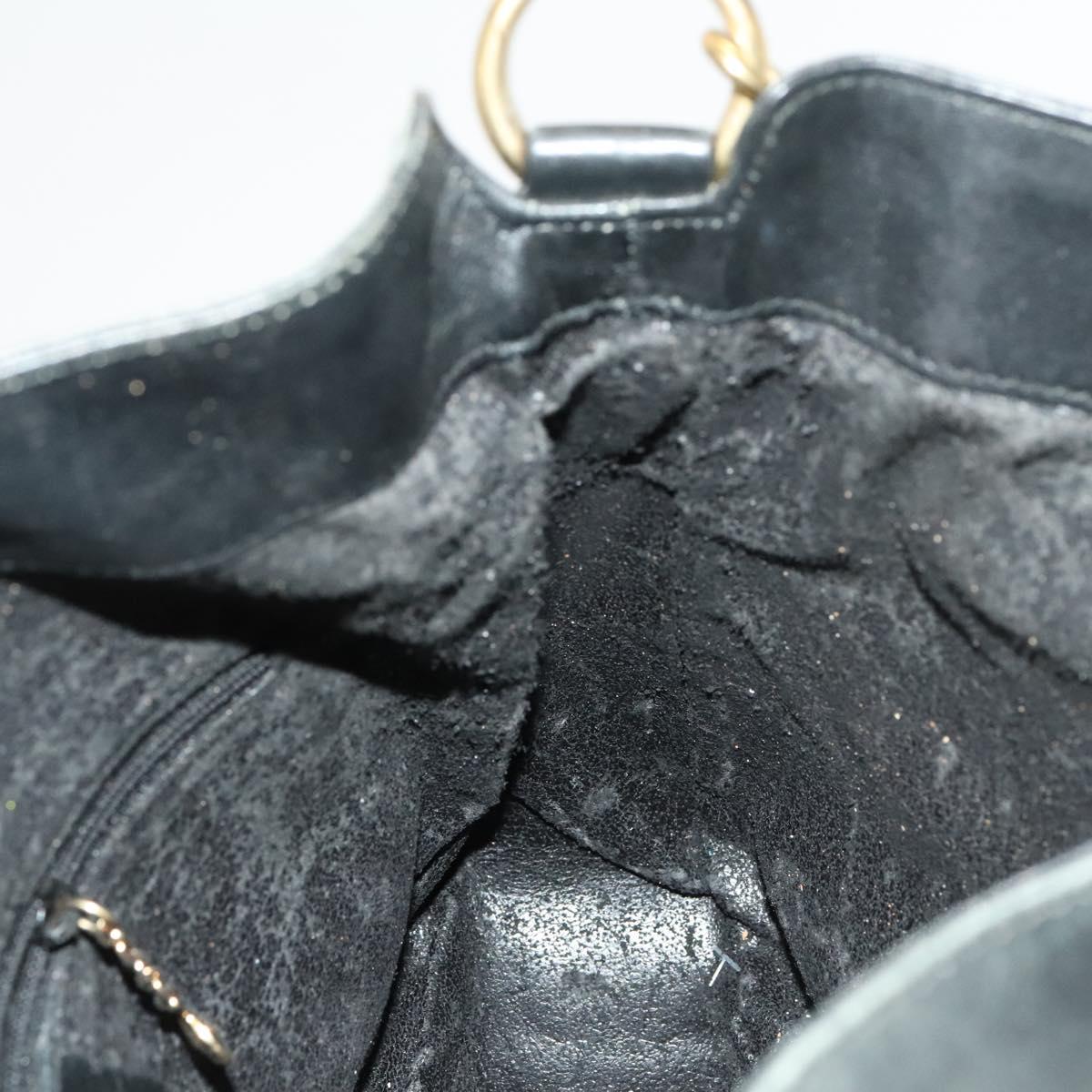 GUCCI Bamboo Hand Bag Leather Black Gold 001 2113 1638 Auth ep9730