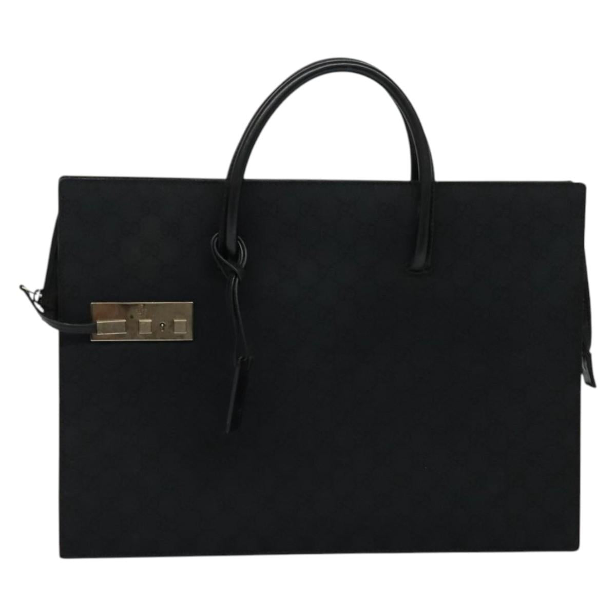 GUCCI GG Canvas Hand Bag Black Silver 015 3708 Auth ep9732