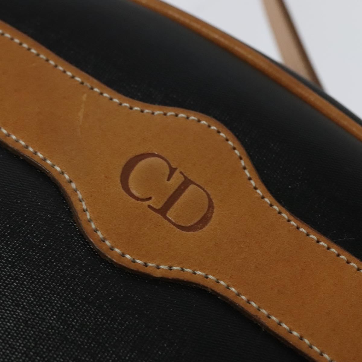 Christian Dior Shoulder Bag PVC Canvas Black Gold Auth ep9735