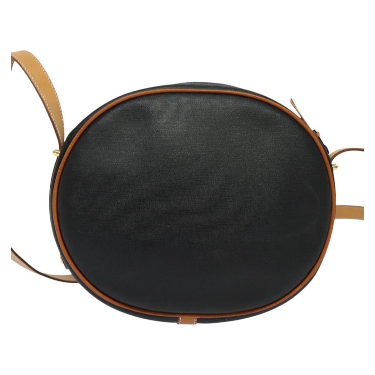 Christian Dior Shoulder Bag PVC Canvas Black Gold Auth ep9735