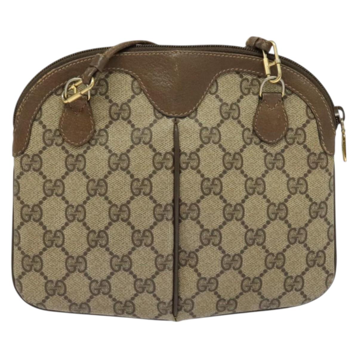 GUCCI GG Supreme Web Sherry Line Bag PVC Beige Gold 904 02 047 Auth ep9738